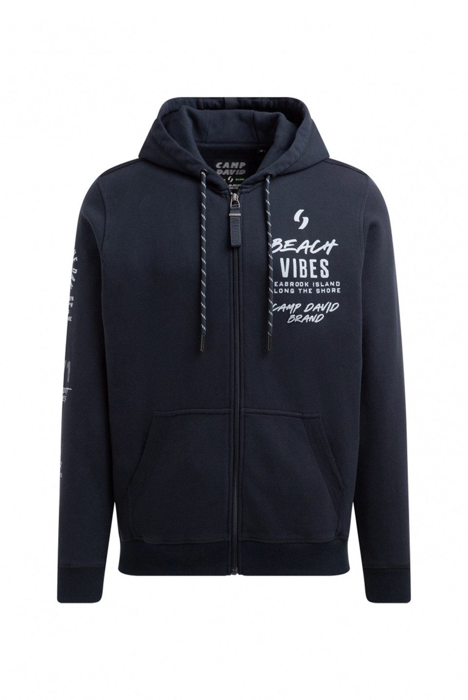 CAMP DAVID Kapuzensweatjacke mit Ärmel-Print