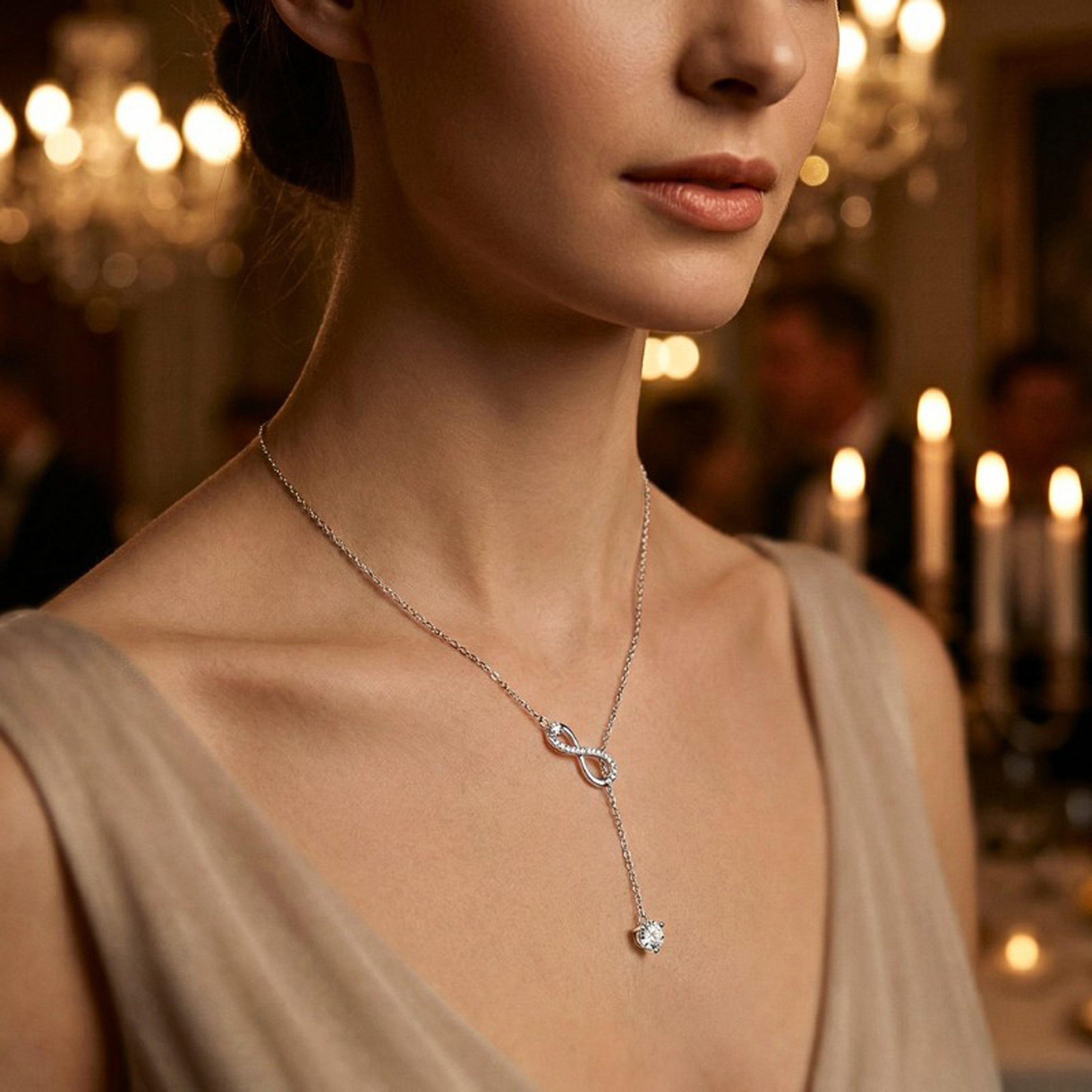 UNIQAL.de Silberkette Damen 925 Silber mit Diamant Moissanit 1,26 Karat - Infinity (Silberkette mit Infinity Moissanit Anhänger, 925 Sterling Silber weißgold oder 14K gold veredelt, inkl. Luxuriöse Schmuck Geschenkbox), Moissanit VVS1 Reinheit, GRA-Zertifikat, Halskette Geschenk für Damen