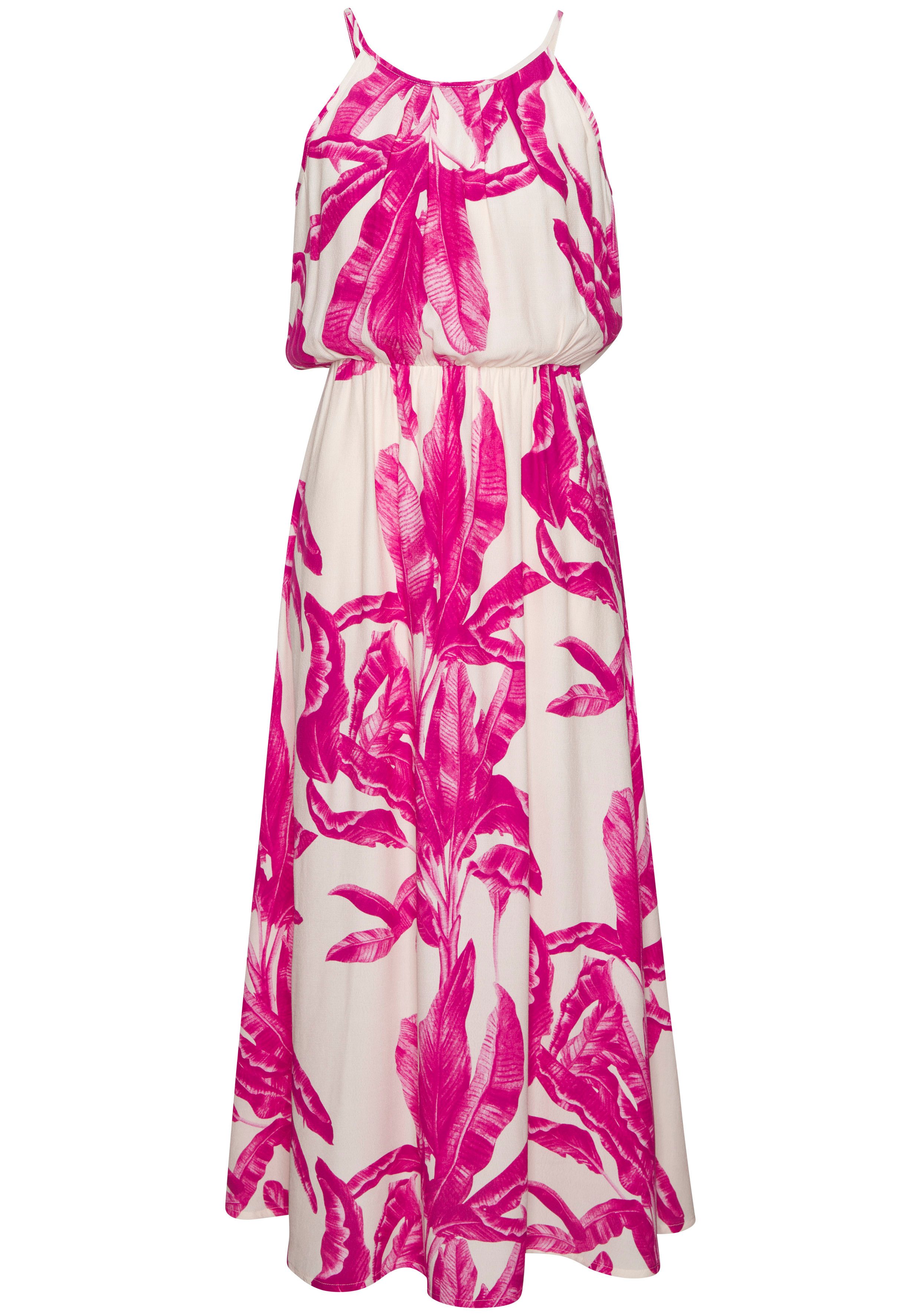 LASCANA Maxikleid mit Alloverprint und Knopfleiste hinten, aus gewebter Viskose luftiges Sommerkleid, elegantes Webkleid, casual. € 69,99