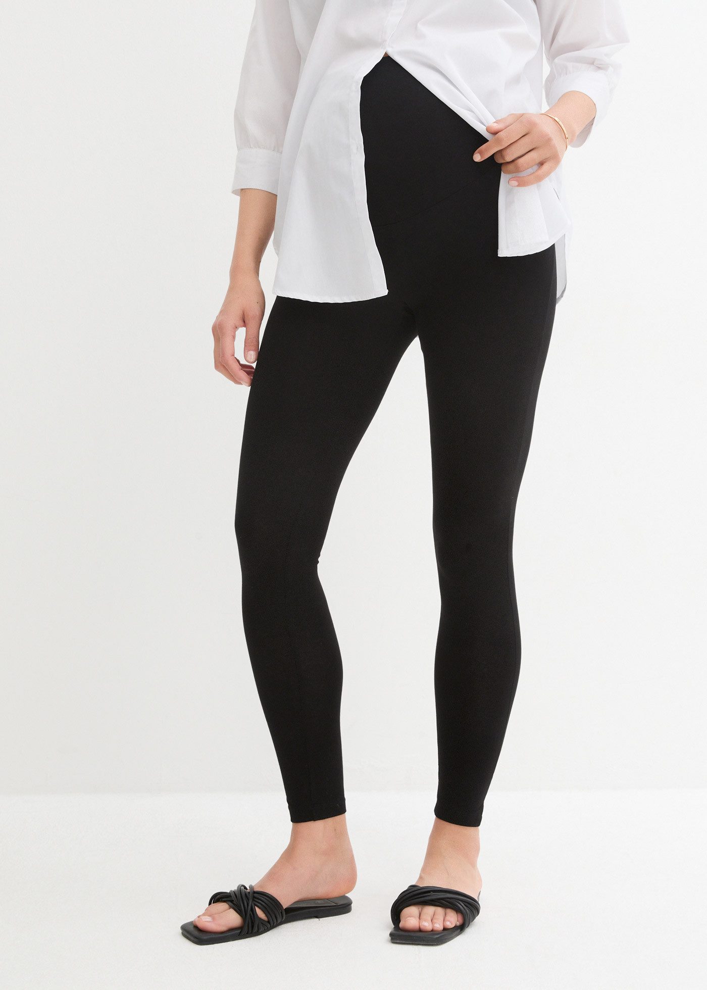 bonprix Umstandsleggings (Packung, 2-tlg) Baumwoll-Jersey mit Elasthan, mit breitem Jerseybund, Skinny Fit