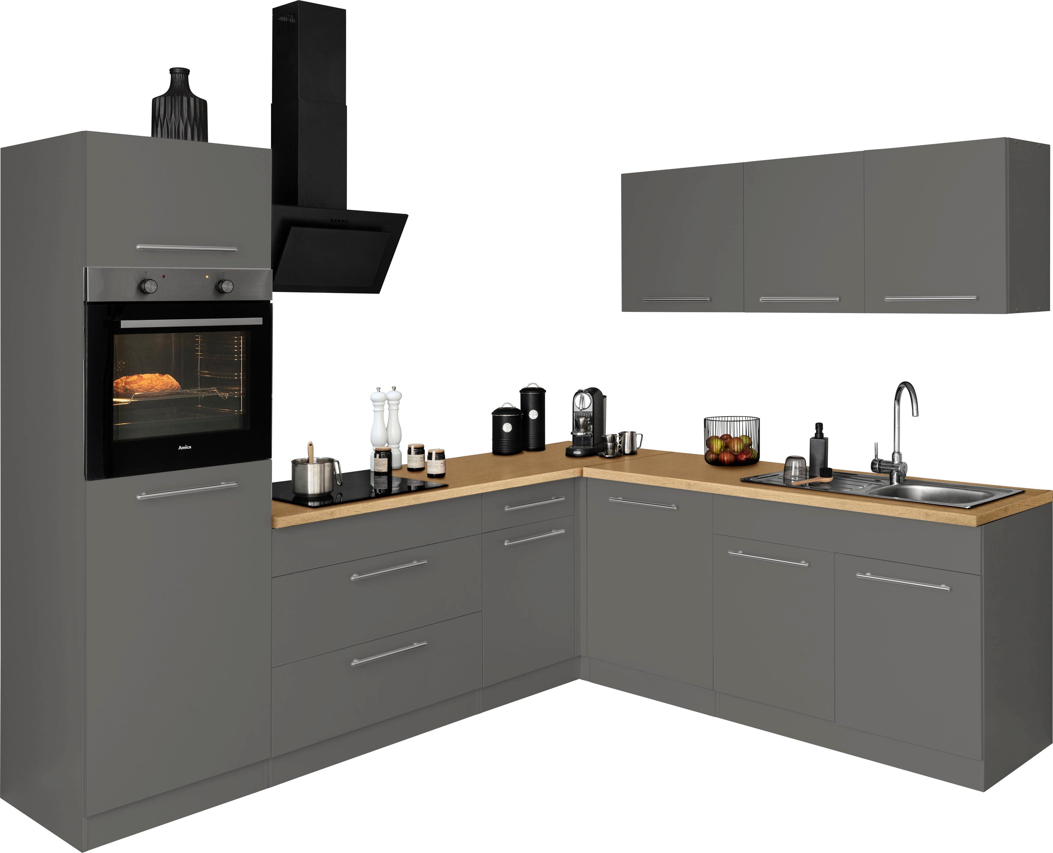 wiho Küchen Winkelküche Unna, mit E-Geräten, Stellbreite 260 x 220 cm günstig online kaufen