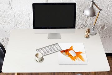 MuchoWow Gaming Mauspad Goldfisch - Fisch - Weiß (1-St), Mousepad mit Rutschfester Unterseite, Gaming, 40x40 cm, XXL, Großes