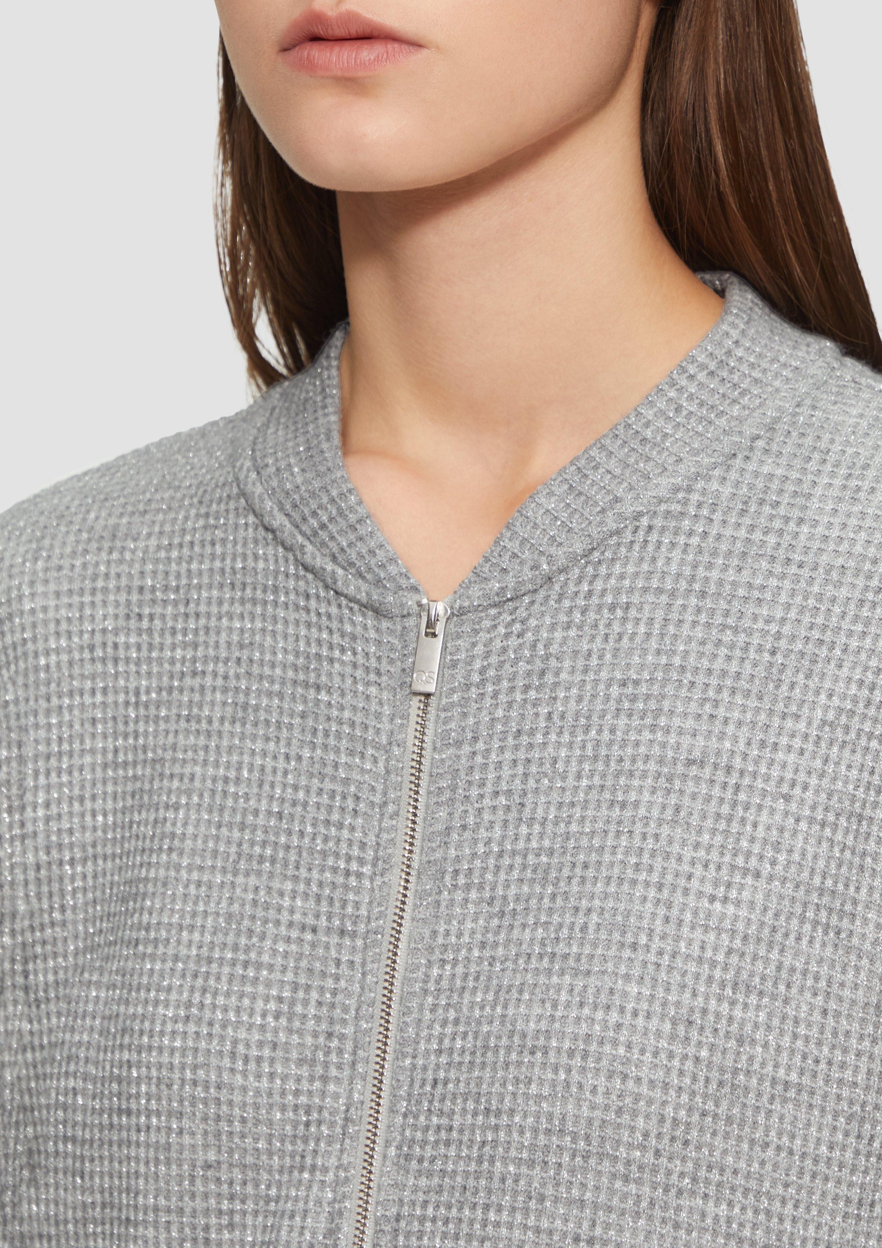 QS Sweatshirt Sweatblouson mit Piqué-Struktur und günstig online kaufen