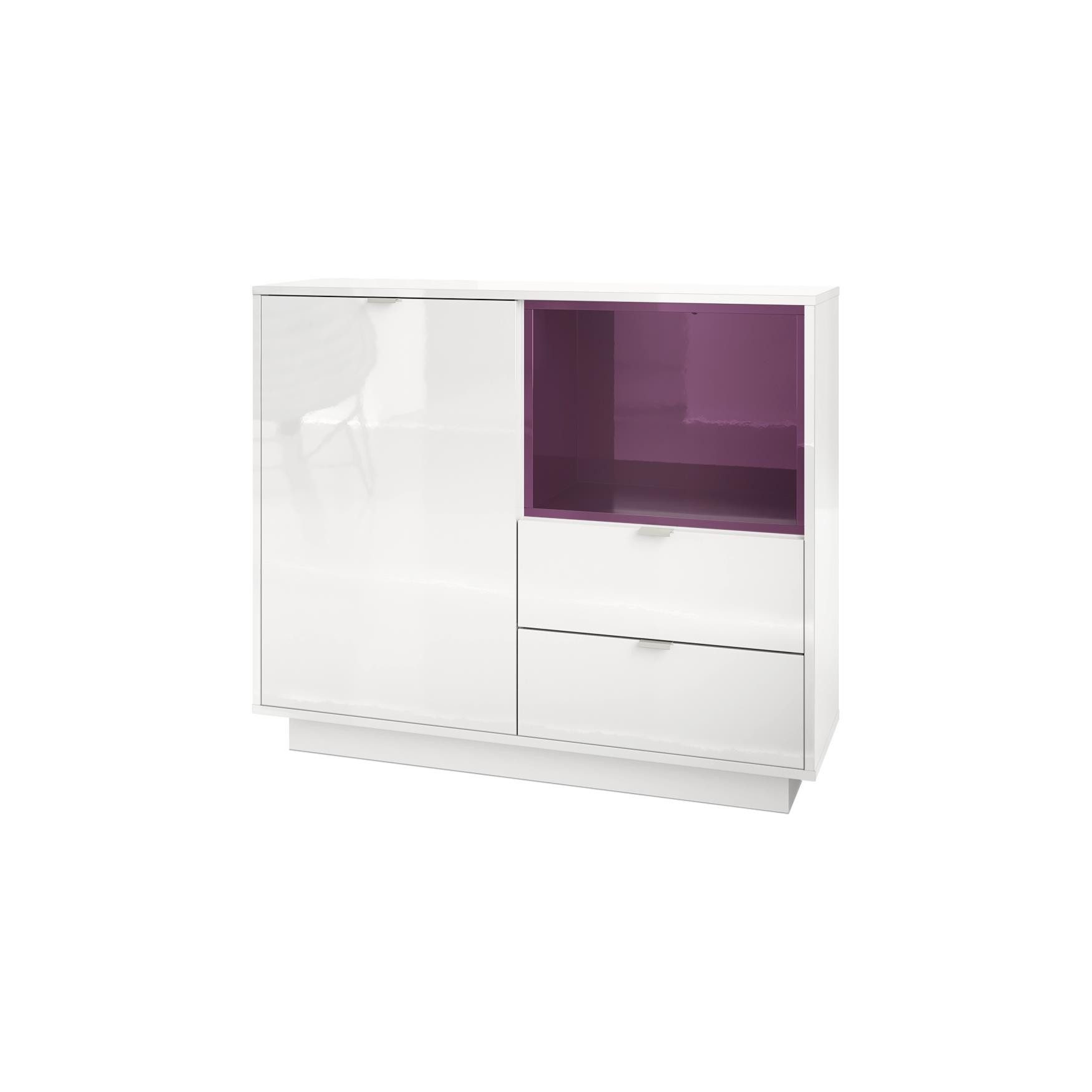 Vladon Kommode Metro (Kommode mit 1 Tür, 2 Schubladen, Made in Germany), Korpus (103 x 88 x 37,5 cm)