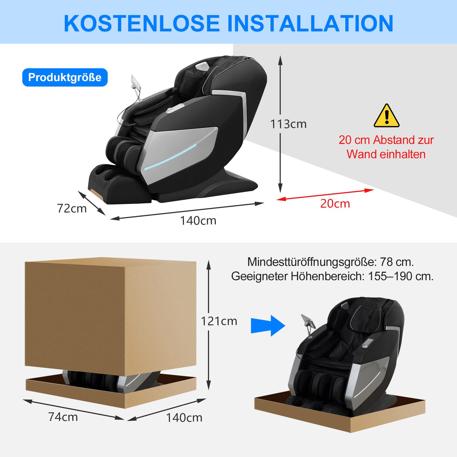 RelaxOra Massagesessel Massagestuhl, 3D Zero-Gravity Massagesessel mit SL-T günstig online kaufen