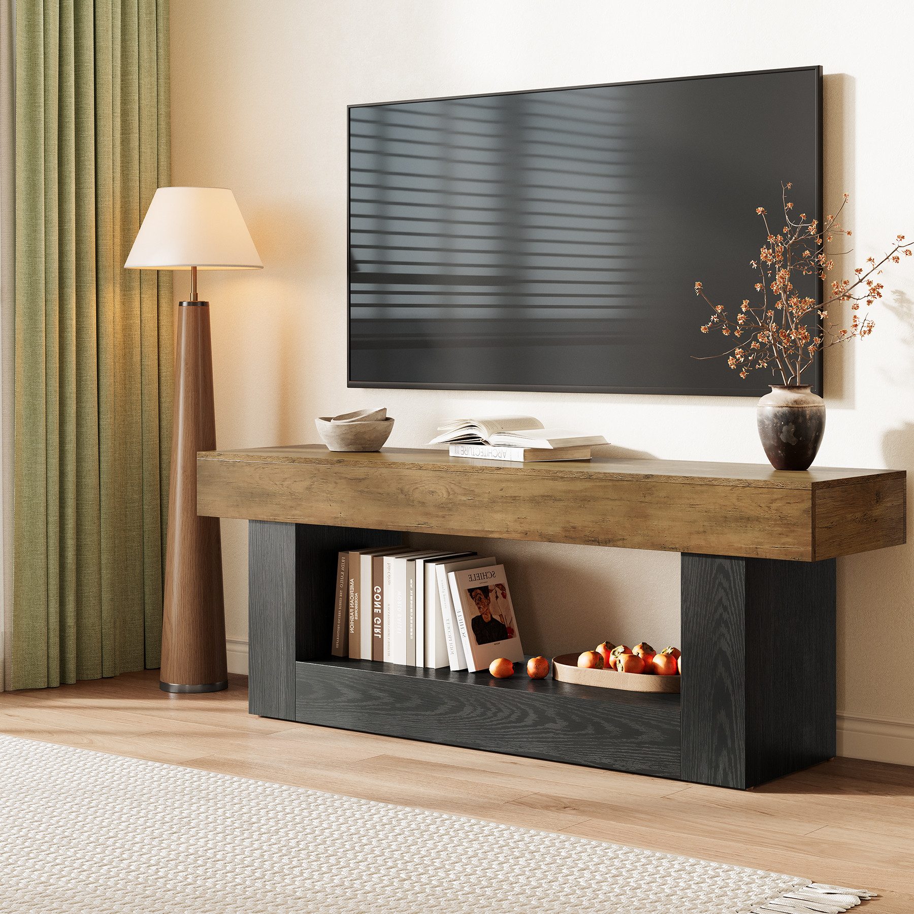 Tribesigns TV-Schrank 160 cm für Fernseher bis 70 Zoll, Fernsehständer mit U-förmigem Sockel