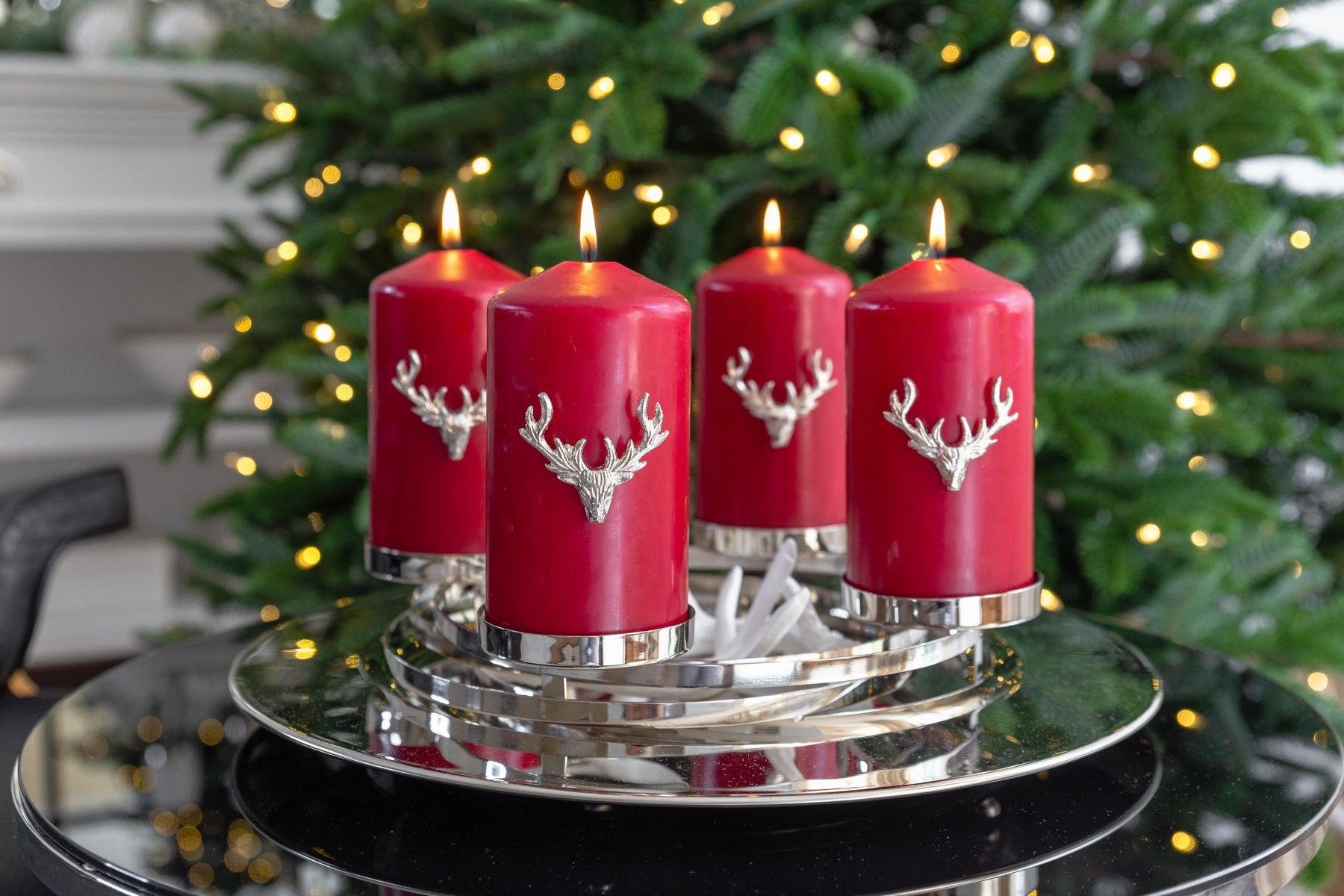 EDZARD Kerzenhalter Kerzenstecker Elch (3er-Set), Kerzen, für Deko-Stecker vernickelt Stecken, zum Kerzenbrosche Kerzenpin Stumpenkerzen, für