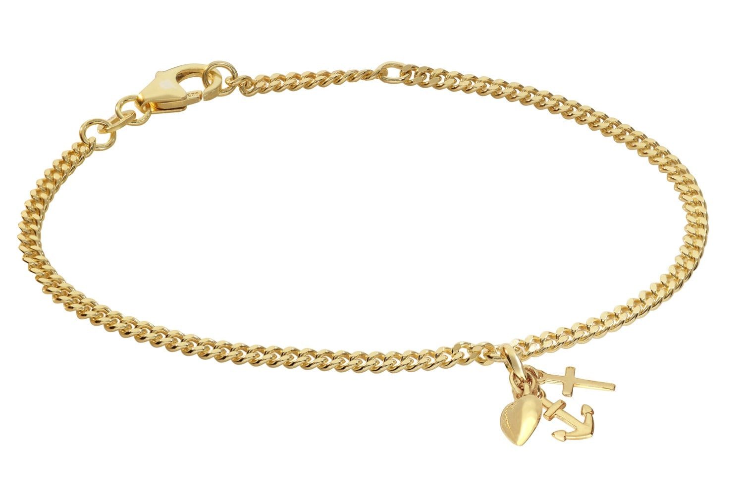 trendor Silberarmband 21621, Mädchen Glaube, Liebe, Hoffnung 925 Silber Vergoldet