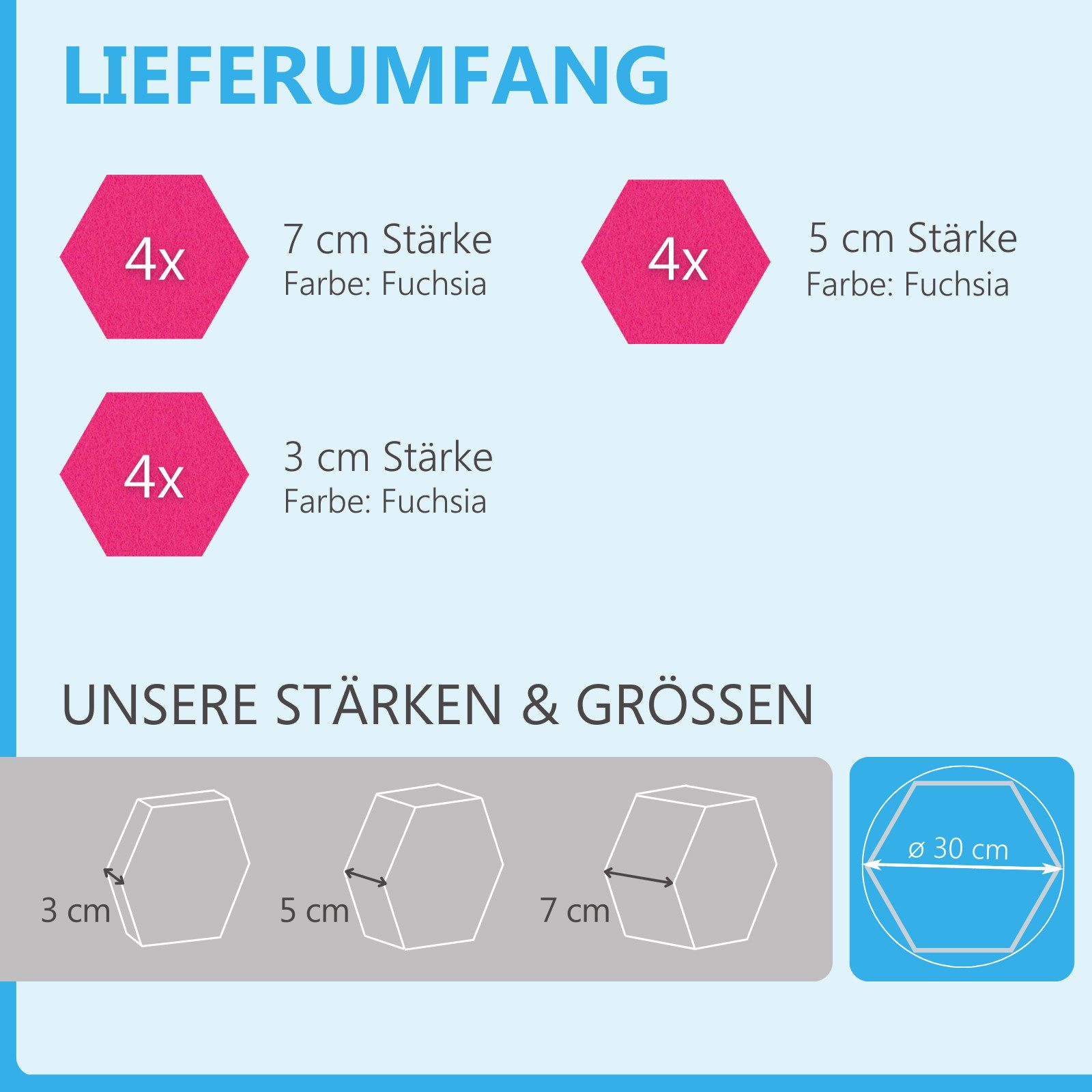 platino24 Akustikplatte 12 Absorber Wabenform aus Basotect ® G+