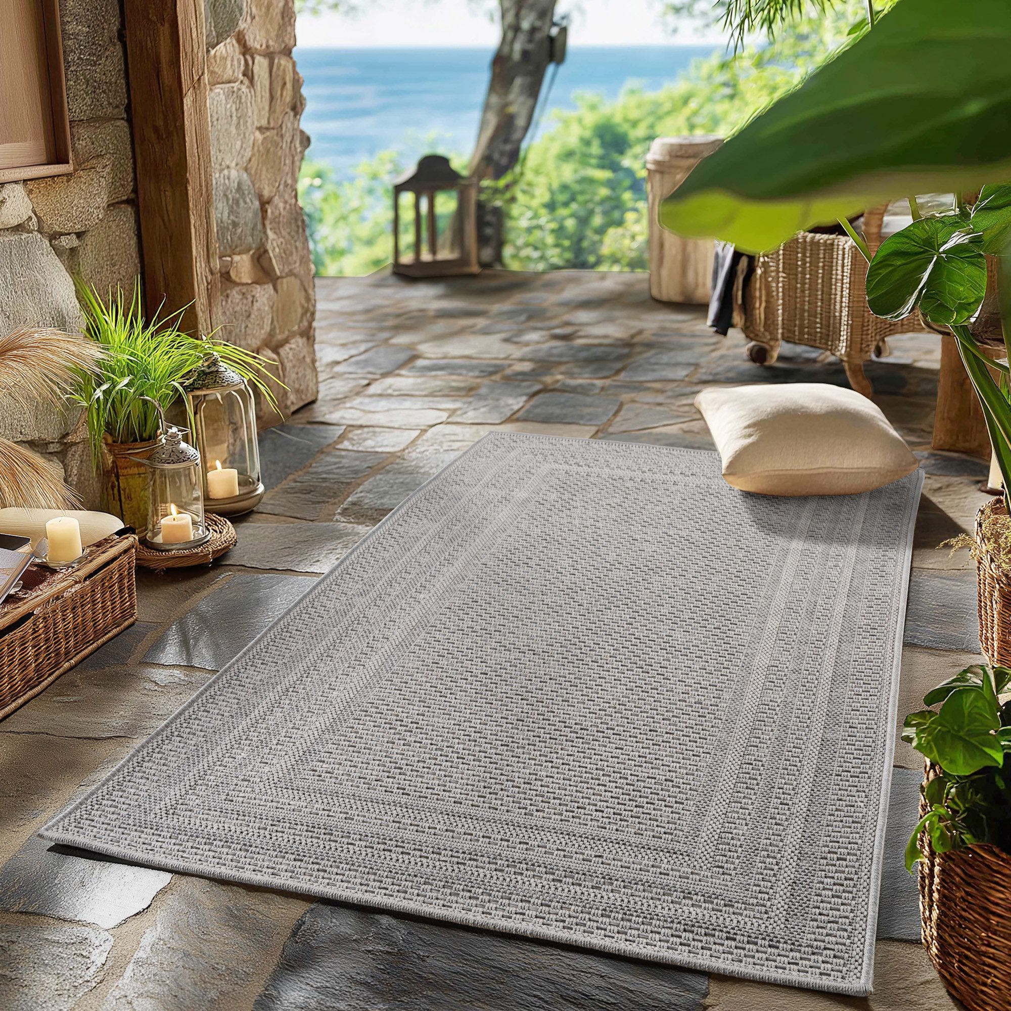SIMPEX24 Outdoorteppich Boho Design, Läufer, Höhe: 5 mm, Outdoor Teppich Wetterfest Modern Design Wohnzimmer Küchen Terrasse