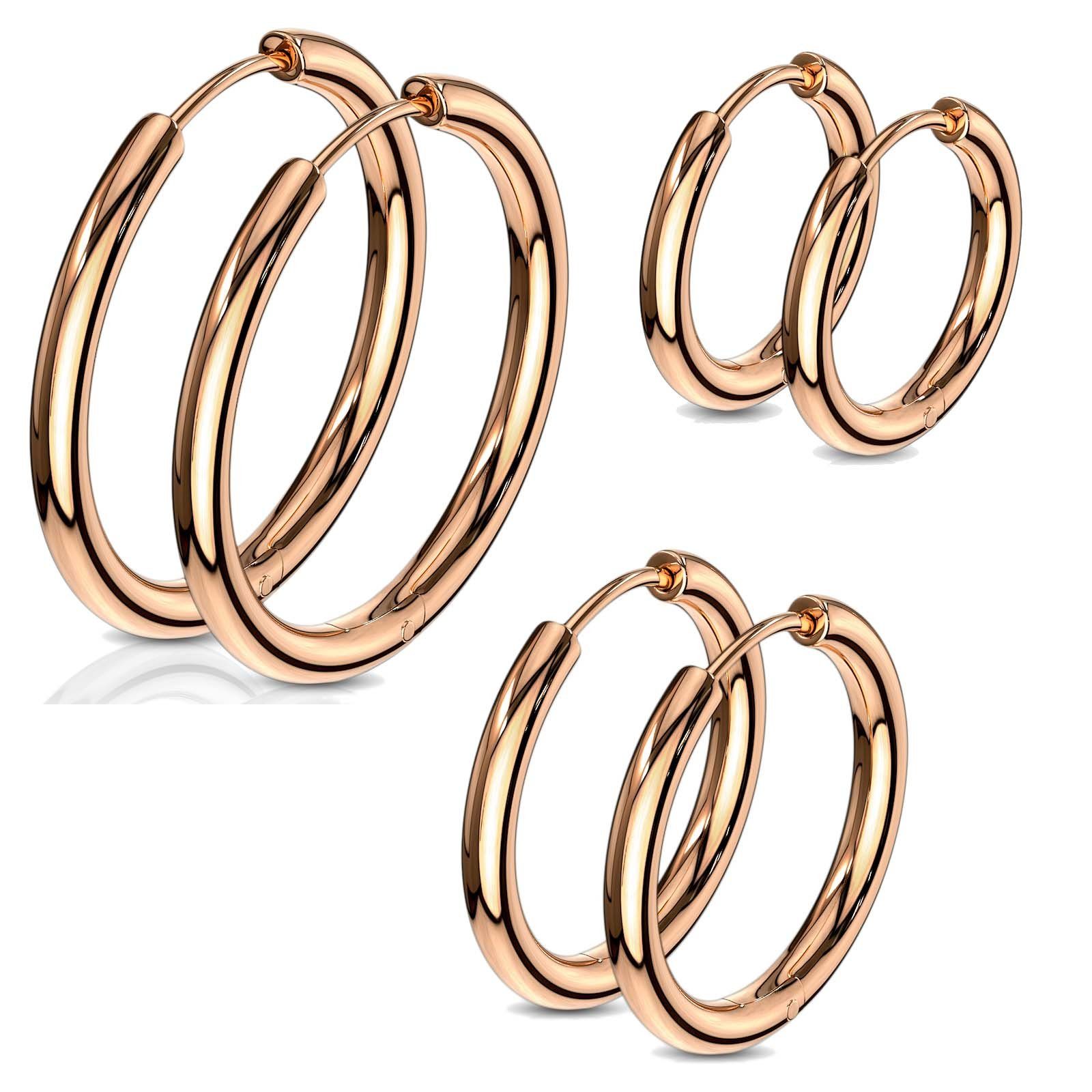 viva-adorno Paar Creolen Damen Klappcreolen Hoop Ohrringe Edelstahl verschiedene Größen, dünn schmal Conch Helix Cartilage Piercing