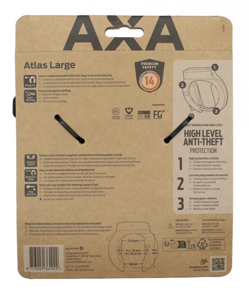 AXA Rahmenschloss AXA Rahmenschloss Atlas Large - Hochwertiges Fahrradschloss mit Sicher