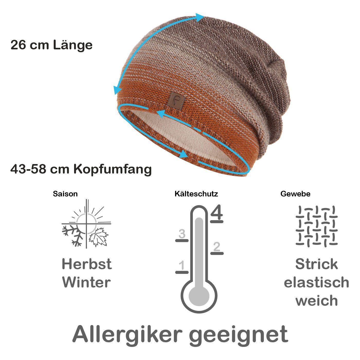 Faera Strickmütze Wintermütze Damen Herren Mütze Beanie Haube gefüttert Damenmütze