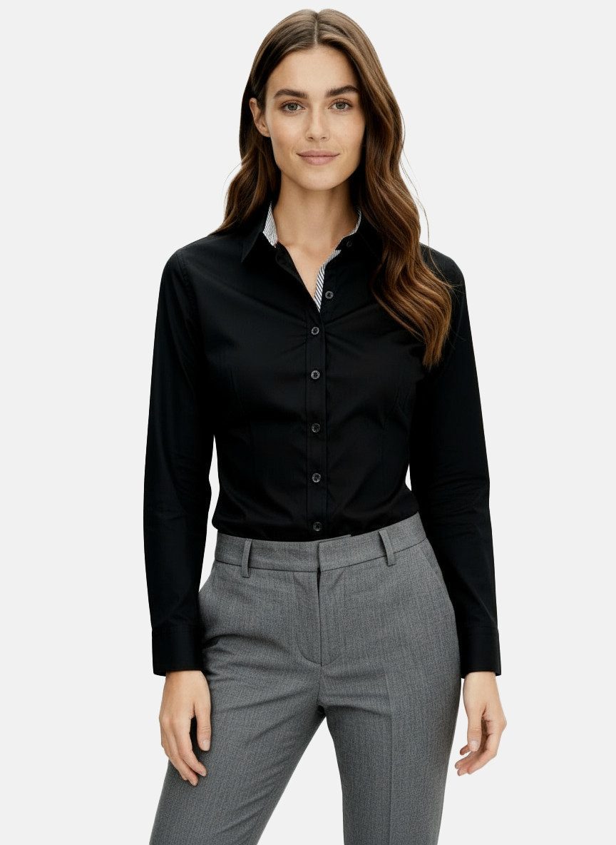 HEVENTON Hemdbluse aus reiner Baumwolle