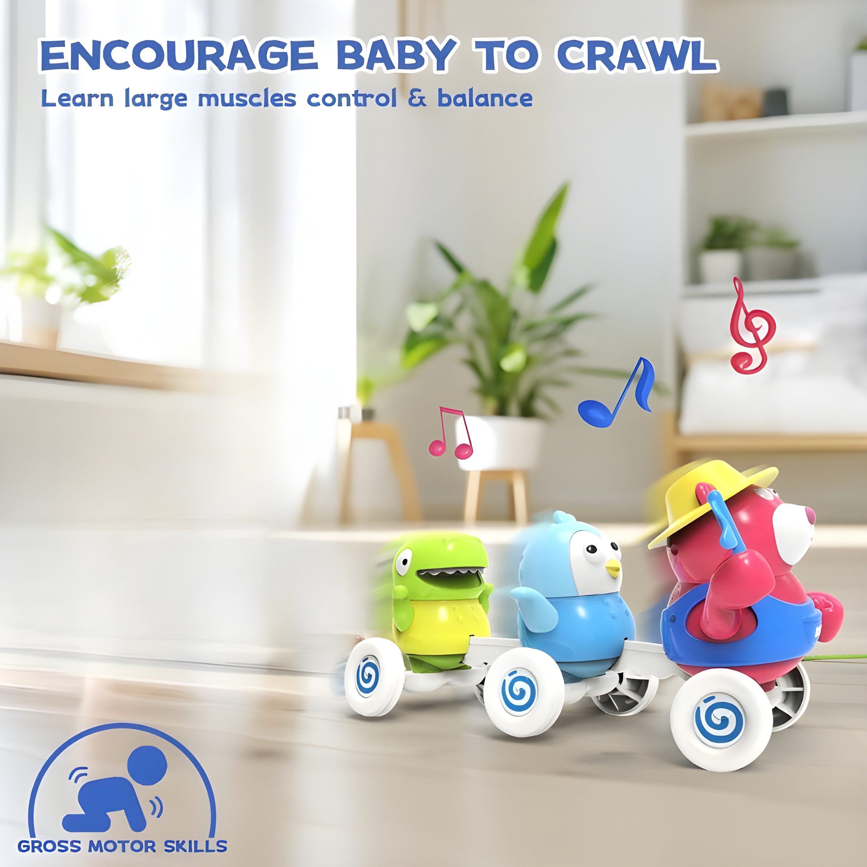 seveclotree Nachziehspielzeug Baby Musik- & Motorikspielzeug ab 1 Jahr mit Bewegung und Licht, (Motorik- und Lernspielzeug für Kleinkinder zur Förderung der frühkindlichen Entwicklung), Interaktives Musikspielzeug mit Bewegung, Licht & Sound