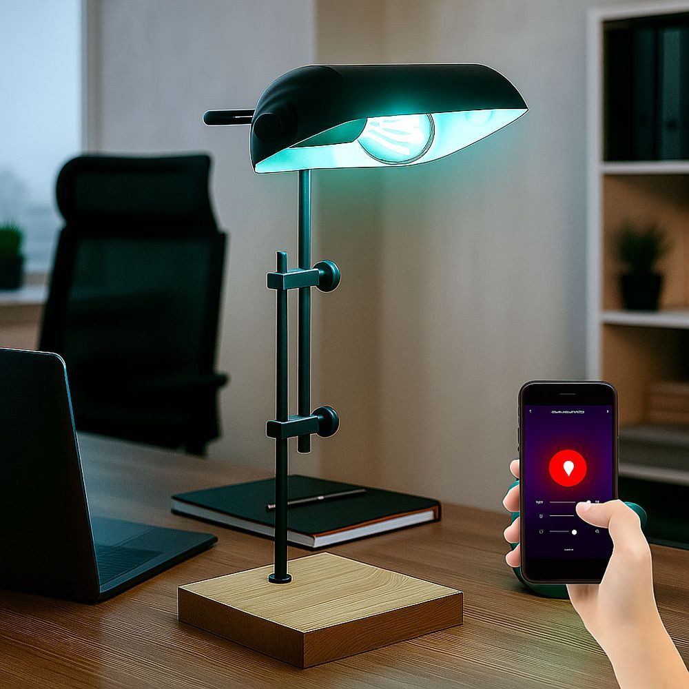 GLOBO LIGHTING LED Tischleuchte, Leuchtmittel inklusive, Farbwechsel, Neutralweiß, Kaltweiß, Warmweiß, Tageslichtweiß, Bankerlampe Tischleuchte LED Smart RGB Höhenverstellbar