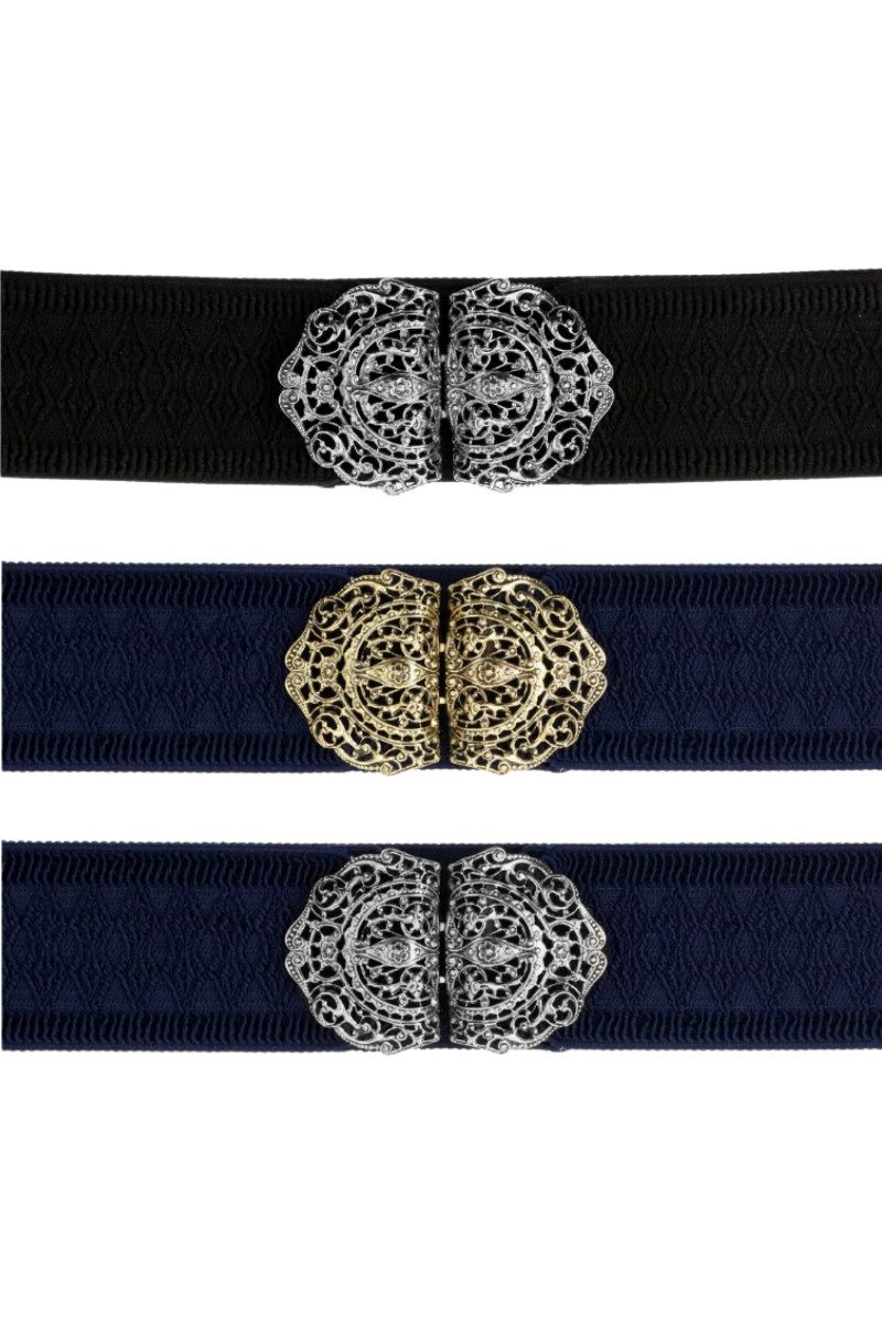 Herbert Hahn Ledergürtel Stretchgürtel Damen - WIESN-MAGIE - marine/gold, m günstig online kaufen