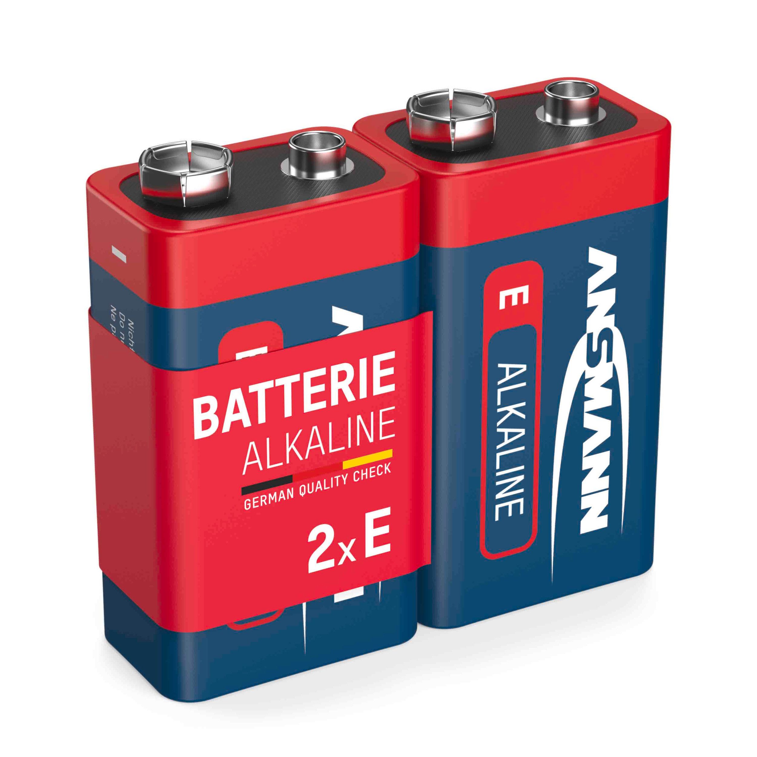 2x Alkaline 9V Block Batterie – E-Block 6LR61 MN1604 (2 Stück) Batterie