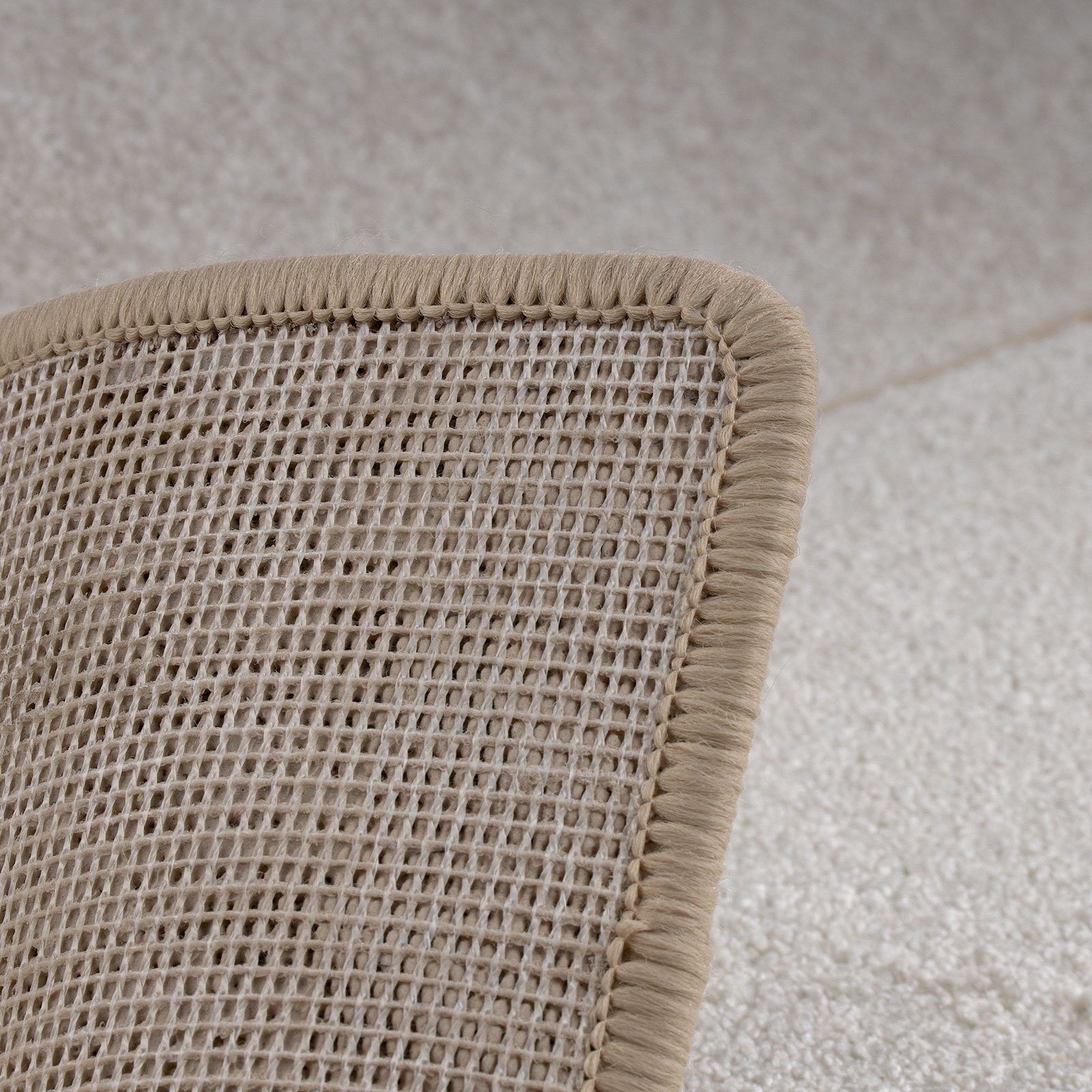 Floordirekt Hochflor-Bettumrandung Sundae Creme 20, 3 Größen, Teppichläufer, Höhe 13.5 mm, (3-tlg), Velours