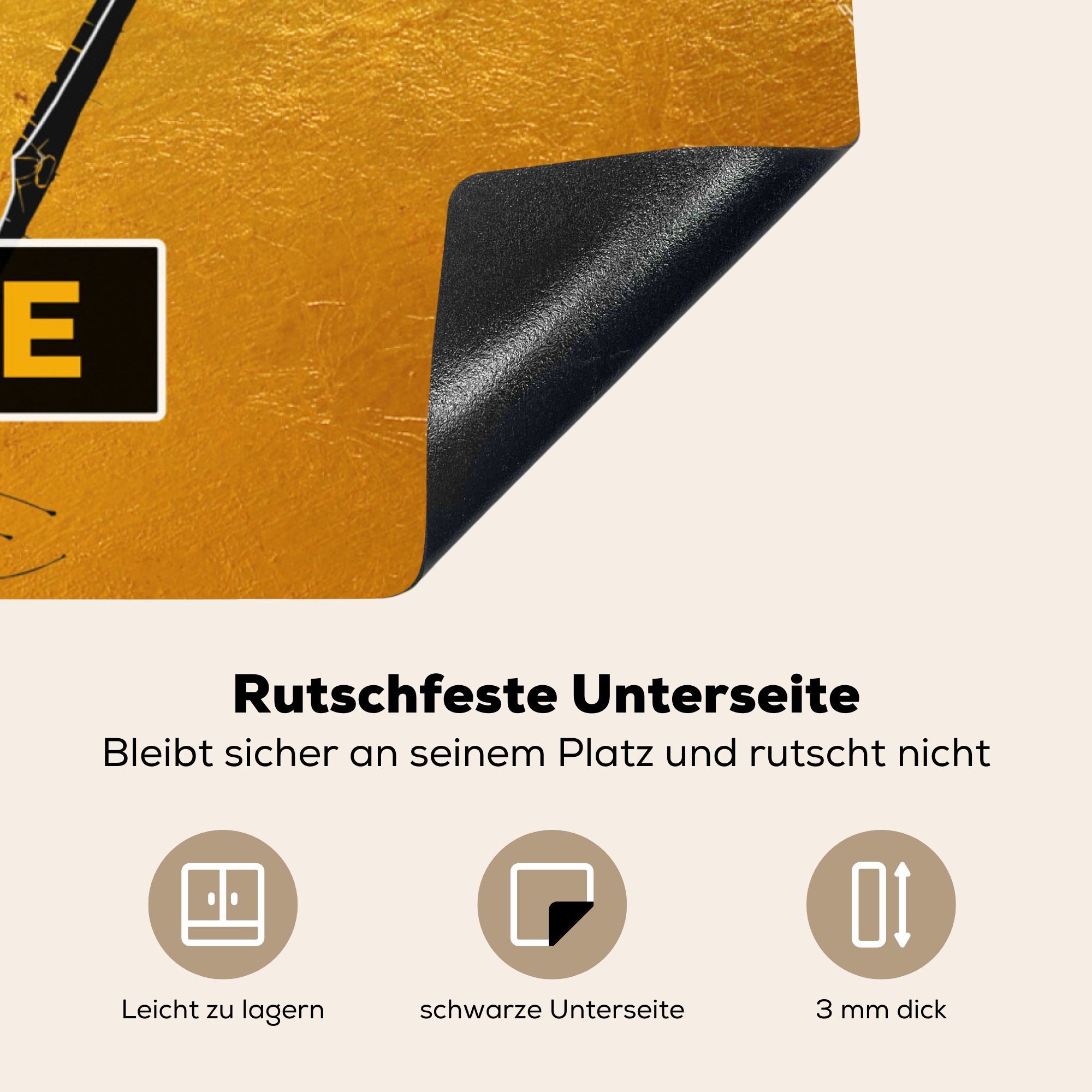 küche cm, - Arbeitsplatte Karte 78x78 Gold Ceranfeldabdeckung, der tlg), - Herdblende-/Abdeckplatte Karte MuchoWow Vinyl, Venedig - Stadt, für (1