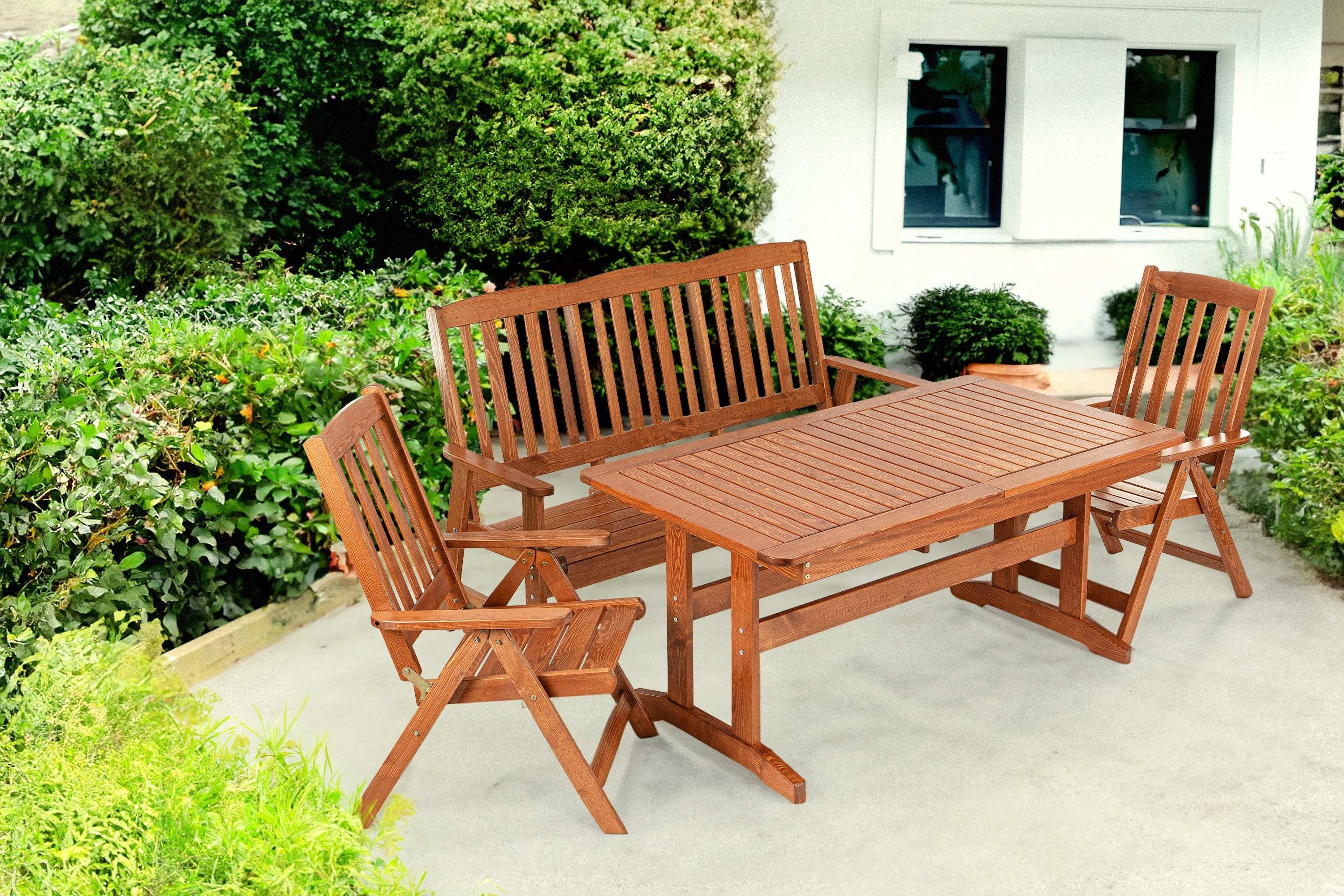 KONSIMO® Garten-Essgruppe ALCES Gartenmöbel-Set aus Massivholz, günstig online kaufen