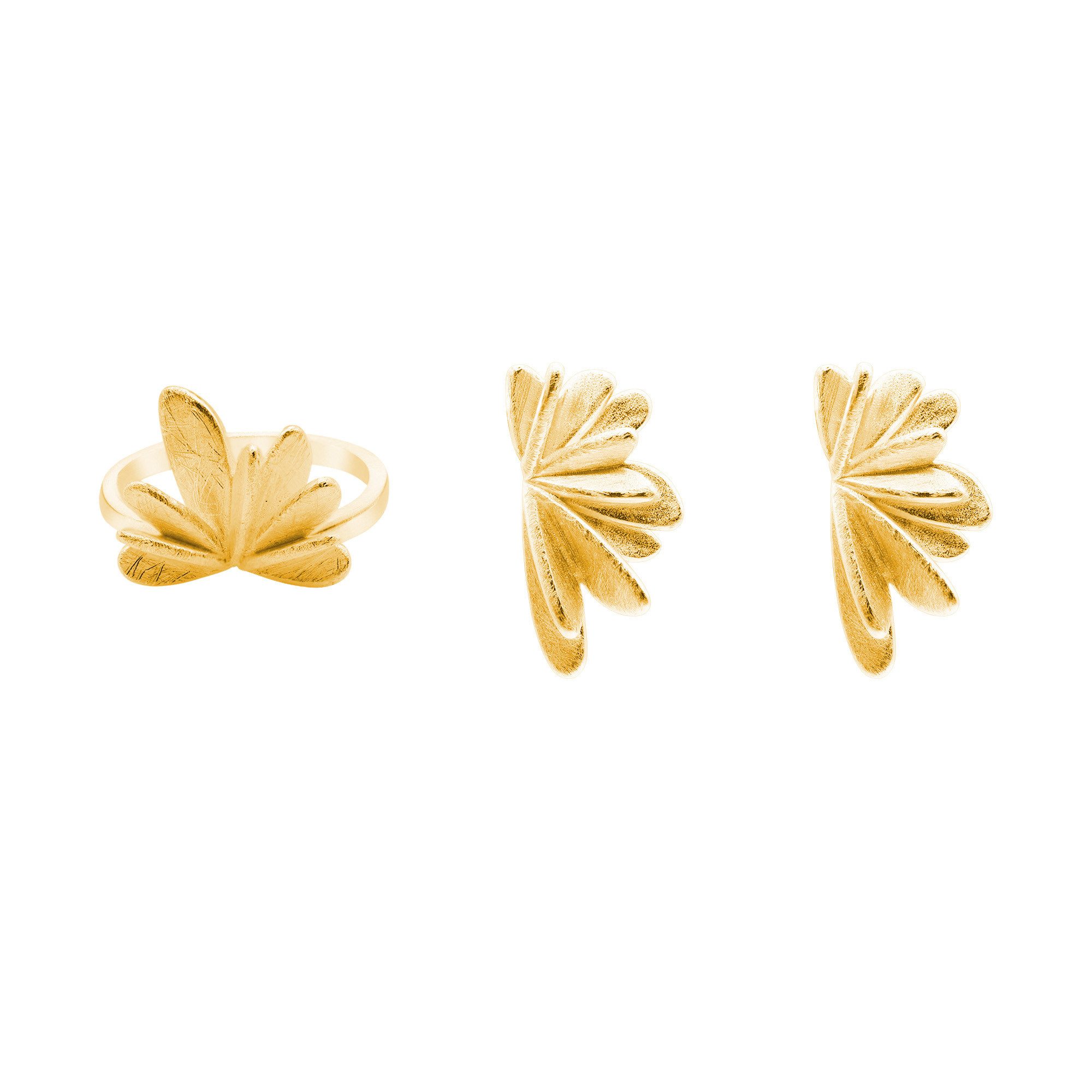 Valentinstagsgeschenk Heideman Fingerring Anouk goldfarben (Ring, 1-tlg., inkl. Geschenkverpackung), Geschenkset Damen mit Ohrstecker und Ring