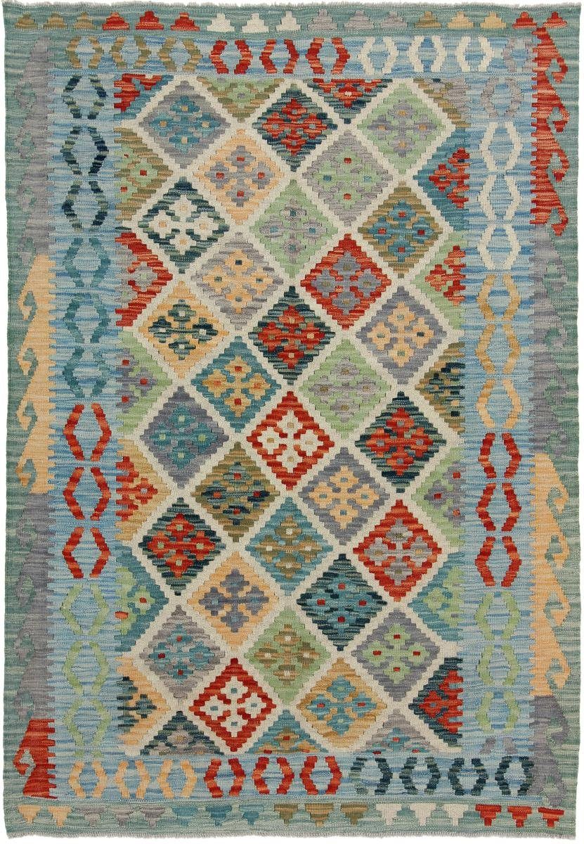 Orientteppich Kelim Afghan 124x176 Handgewebter Orientteppich, Nain Trading, rechteckig, Höhe: 3 mm