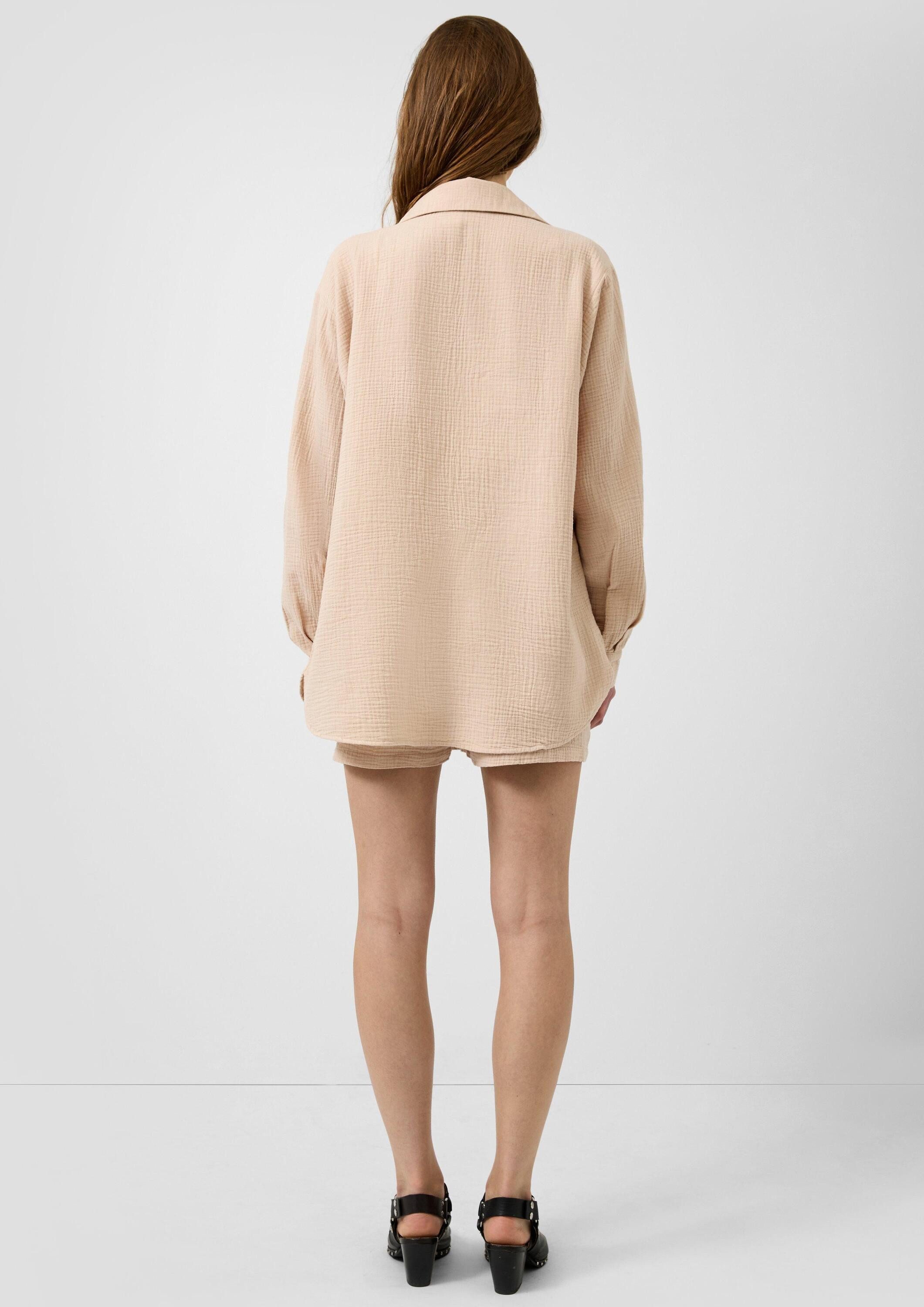 QS Langarmbluse Bluse Hemdbluse aus Musselin