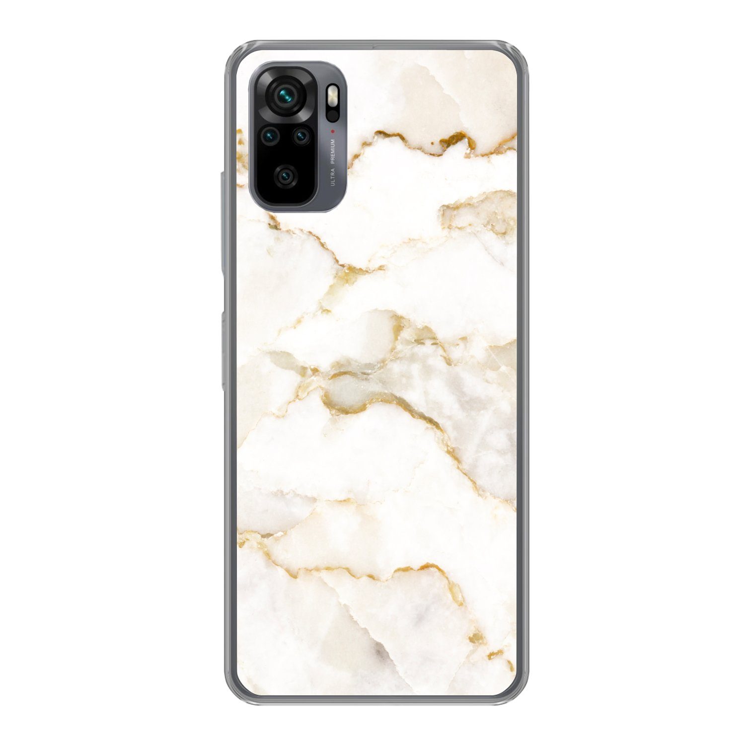 MuchoWow Handyhülle für Xiaomi Redmi Note 10S Marmor - Limette - Gold - Luxus - Marmoropti, Phone Case, Silikon, Schutzhülle Dünn