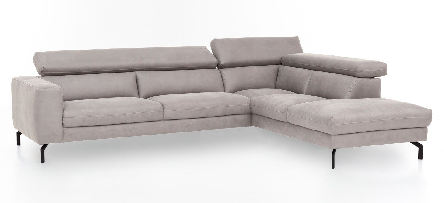 mane Ecksofa rechts silber 305x233x76-96cm Chenna, Feldmann-Wohnen