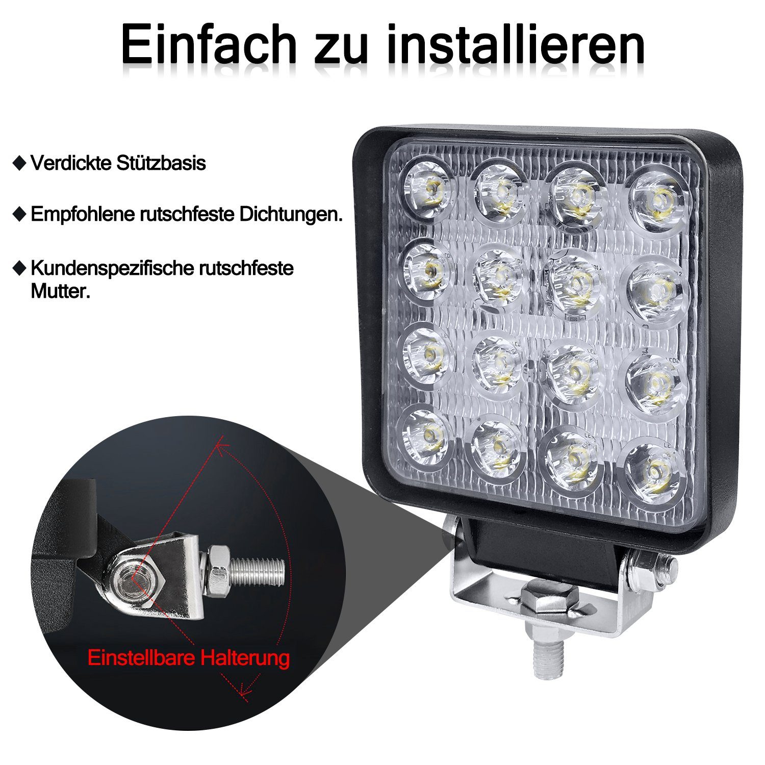 Arbeitsleuchte LED 48W Scheinwerfer Arbeitsscheinwerfer 48W/72W, AUFUN 12V,