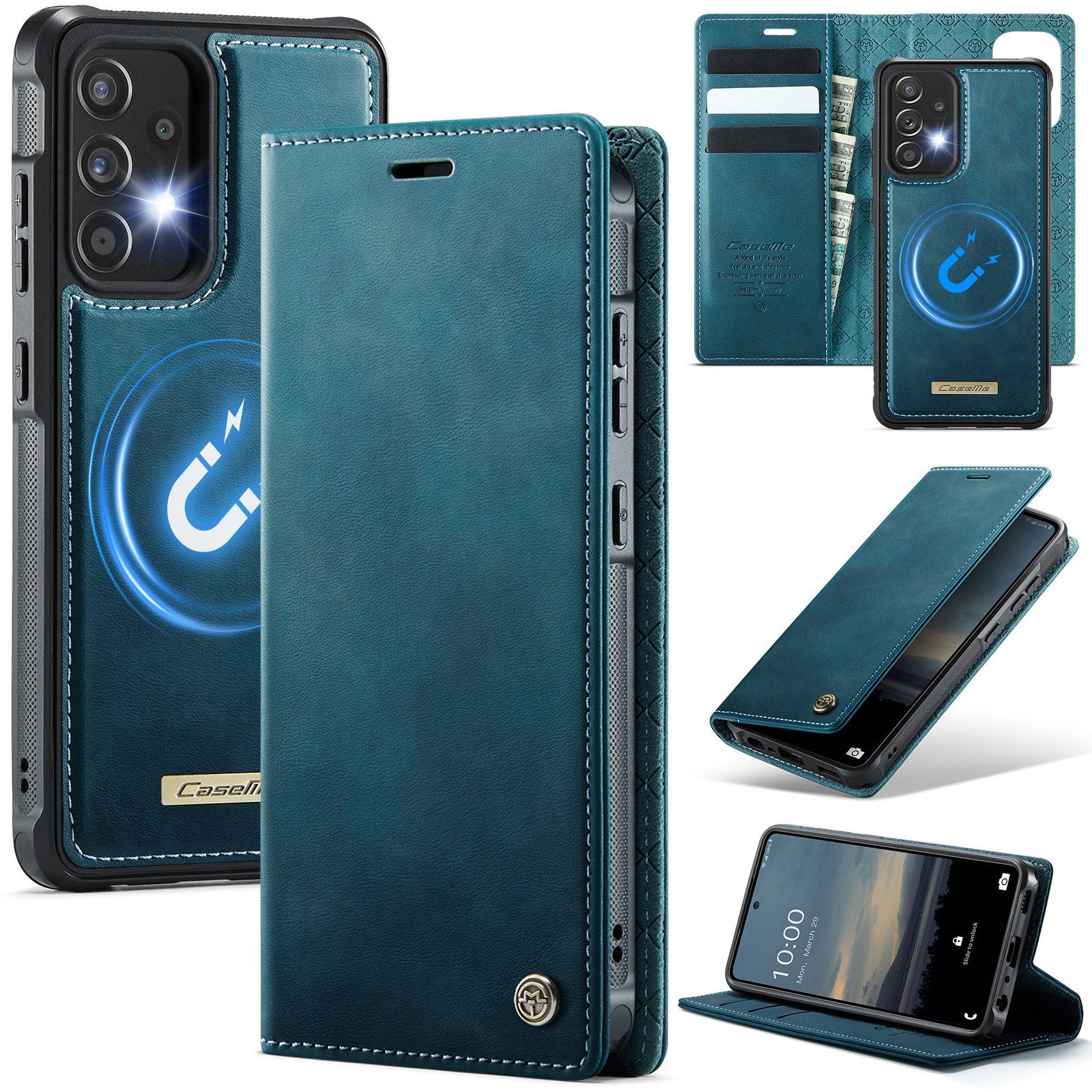 Mycotech Handyhülle Premium 2in1 Klapphülle für Samsung mit abnehmbarem Case Retro Tasche