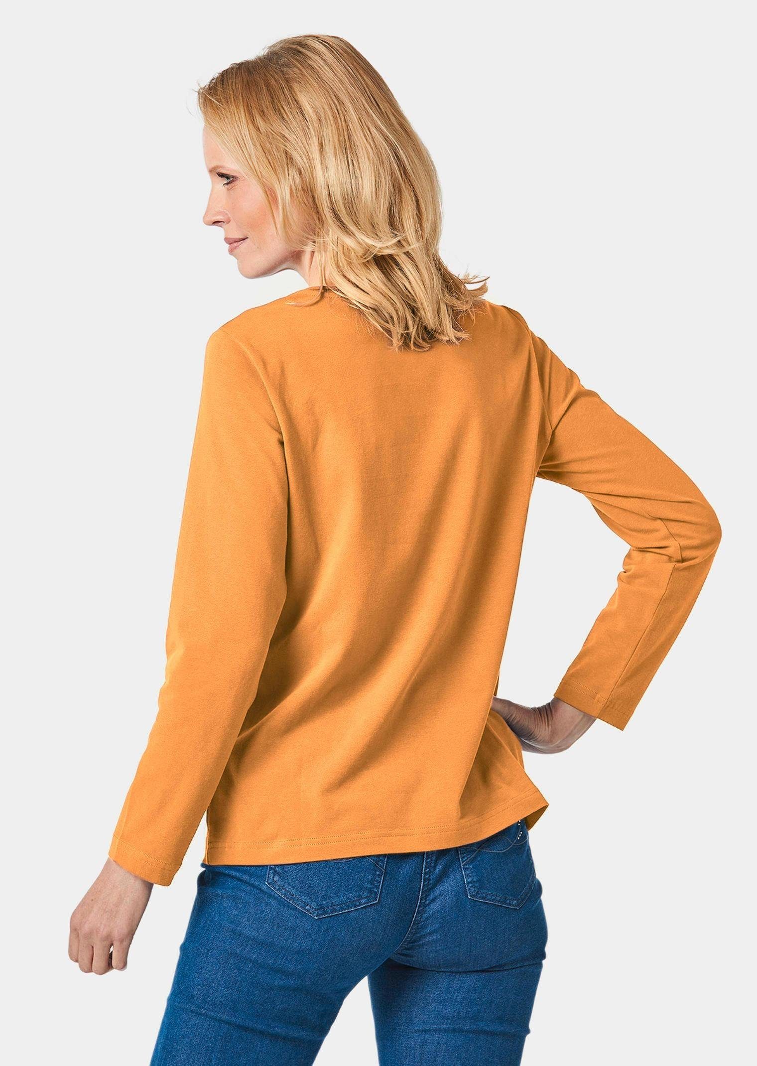 safran GOLDNER Langarmshirt mit Rundhals Kurzgröße: T-Shirt