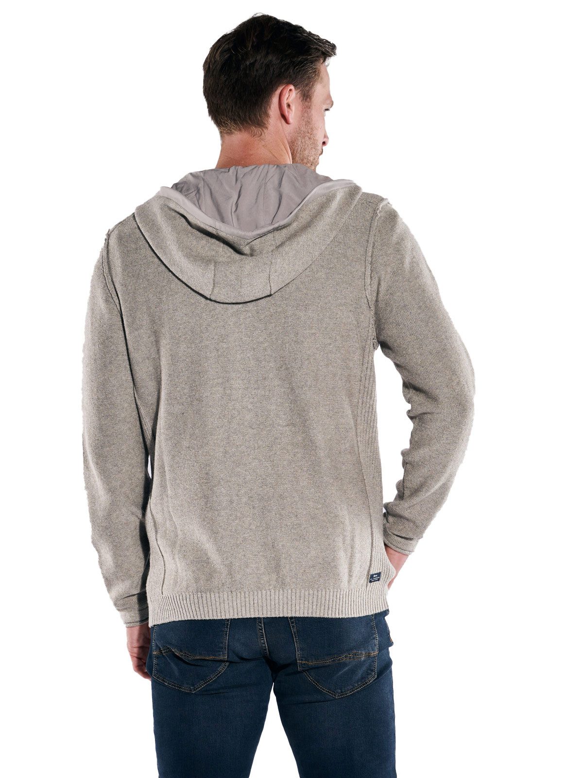 Engbers Strickjacke engbers Herren Strickjacke mit Kapuze, Silbergrau günstig online kaufen