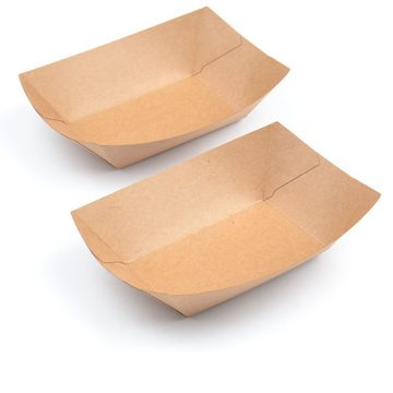 Einwegschale 1000 Stück Kraft Karton-Snack-Schalen (150×110×41 mm), 300 ml (10 OZ), braun, Pappschale Pommesschale Foodtray Currywurst Snackschale
