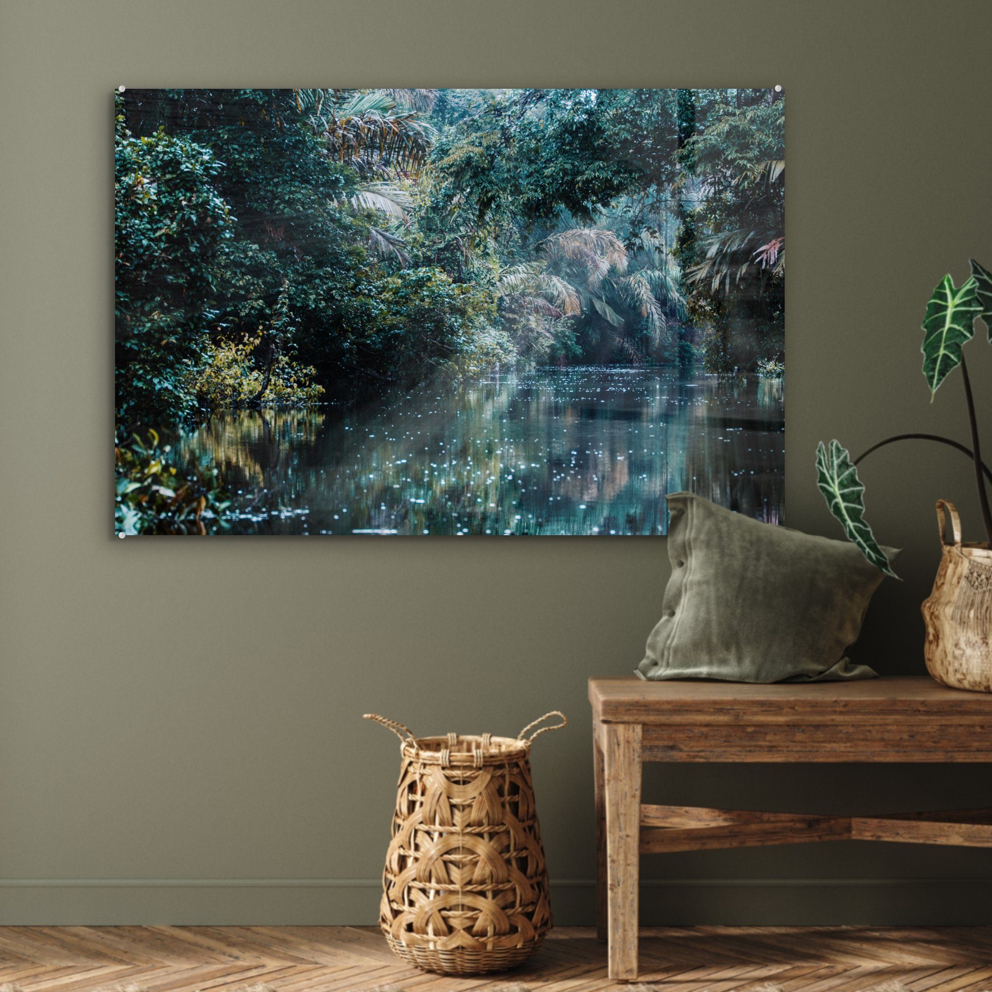 St), Wohnzimmer Pflanzen Wasser, Acrylglasbilder Schlafzimmer (1 Dschungel - - Acrylglasbild MuchoWow &