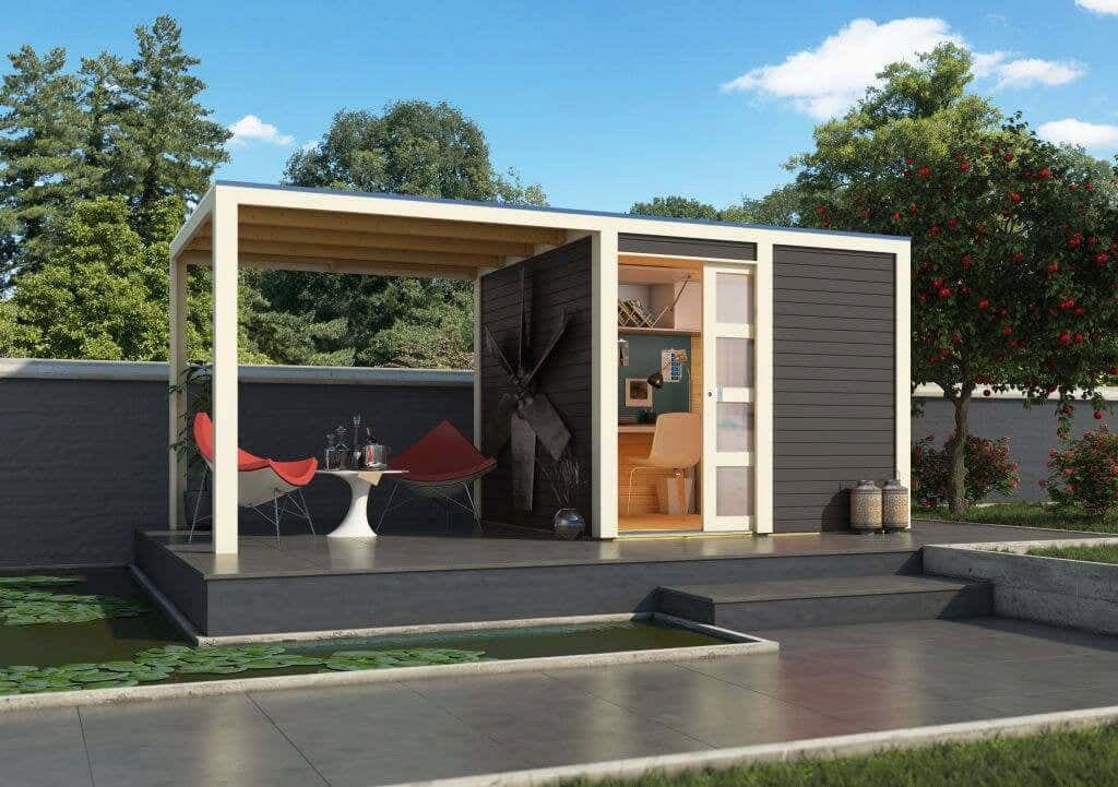Karibu Gartenhaus Qubic (optional mit Anbaudach)