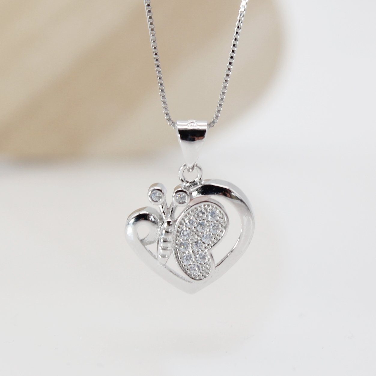 Kette (Kettenlänge Halskette ELLAWIL Sterling Zirkonia 50 Herz Herzkette Silber inklusive Mädchen 925), Silberkette cm, Anhänger mit Geschenkschachtel Damen