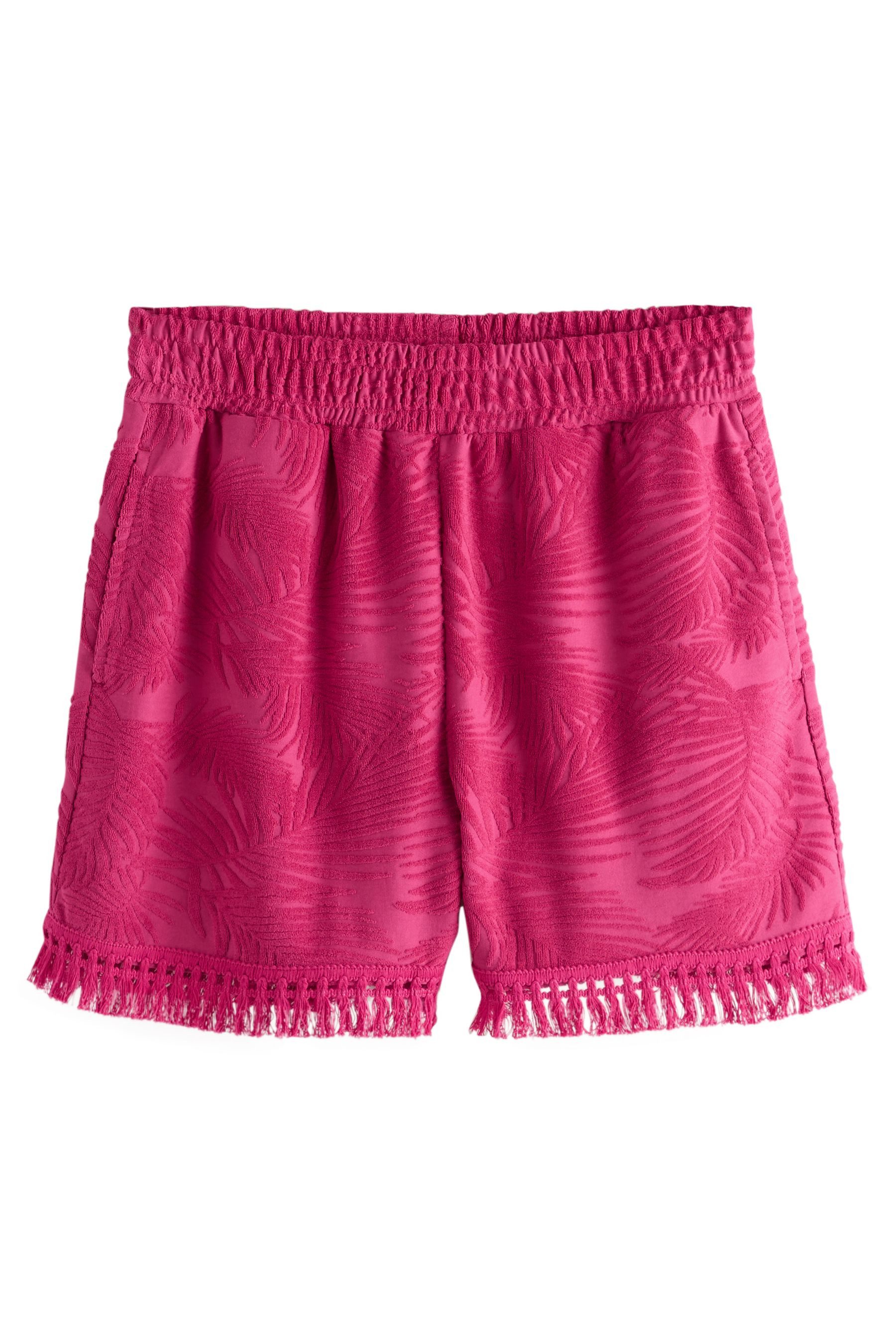 Shorts Jacquard-Sommershorts aus Frottee mit Fransen