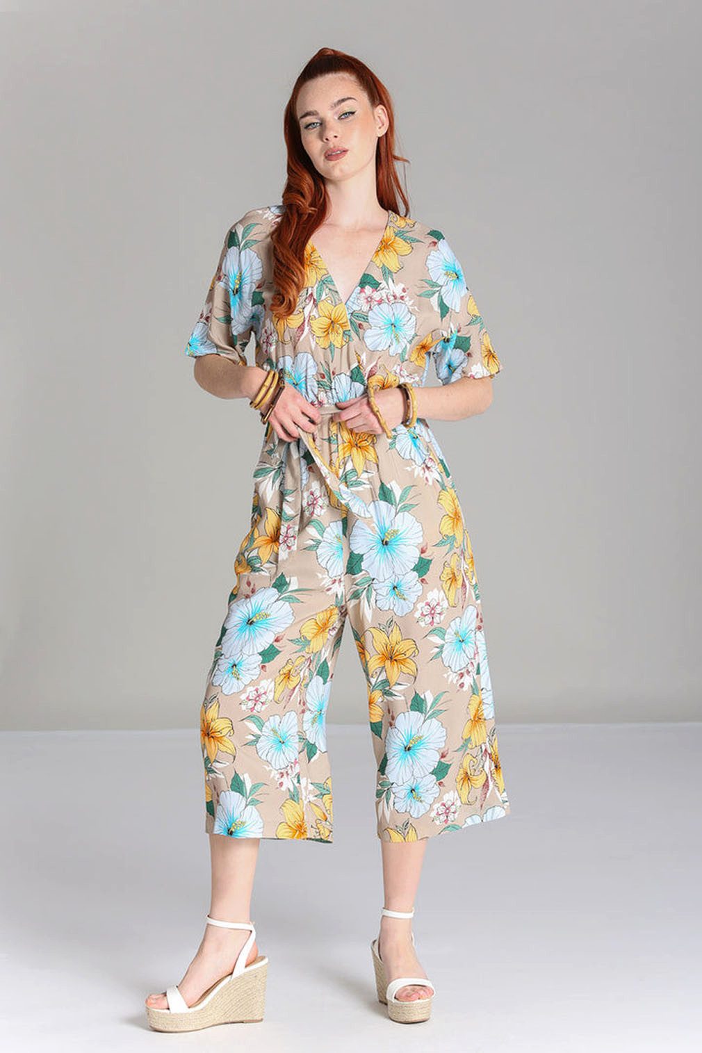 Hell Bunny Jumpsuit Pattaya Tropical Retro Vintage 60er 70er Blumen Playsui günstig online kaufen