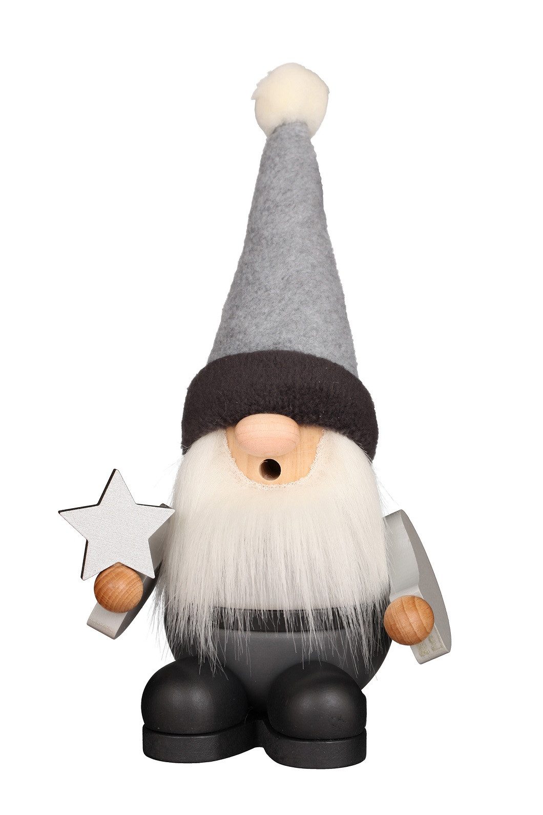 Christian Ulbricht Räuchermännchen Christian Ulbricht Räuchermann Kugelzwerg grau, (1 St), Handarbeit aus dem Erzgebirge