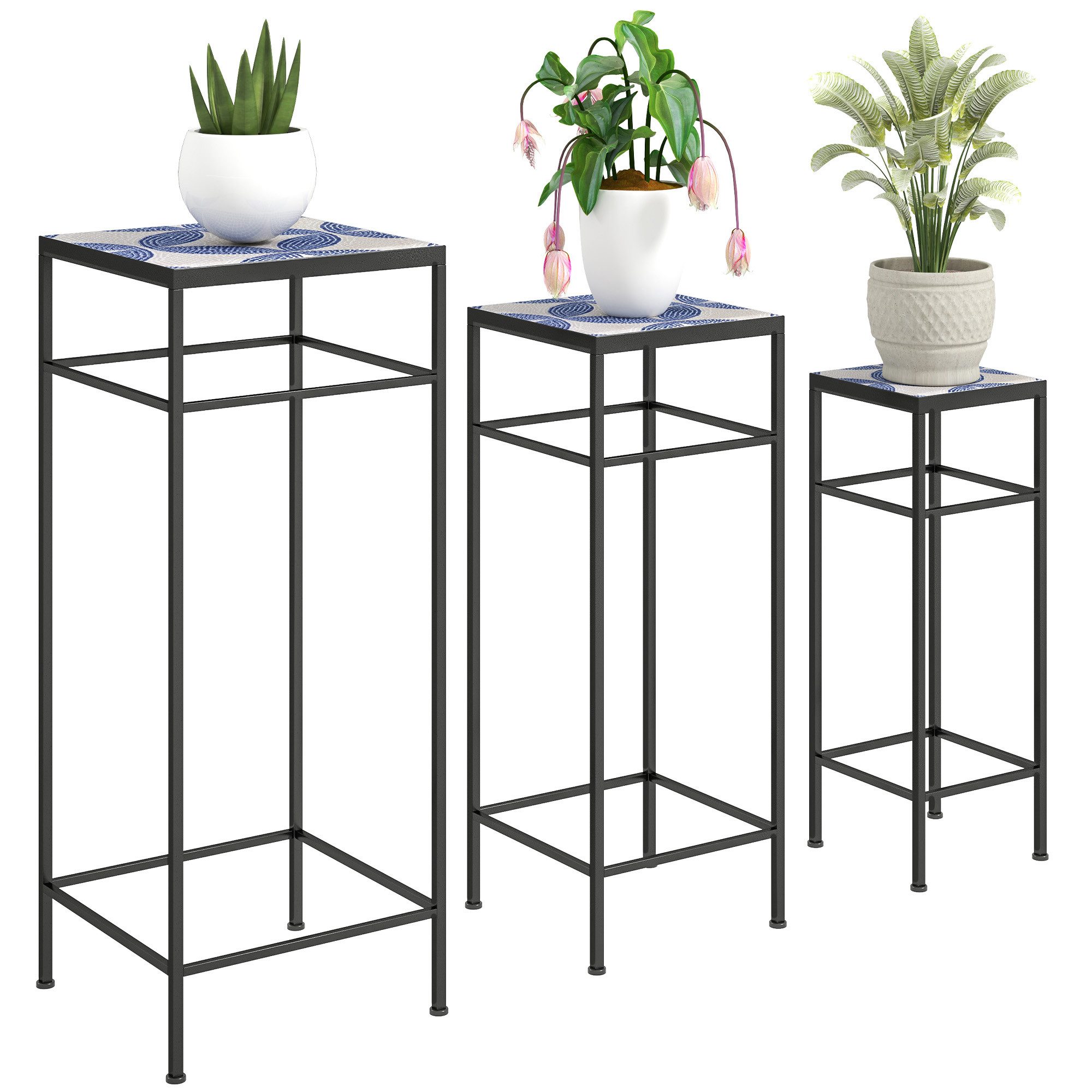 Outsunny Blumenständer 3er-Set, 71 cm hoch, günstig online kaufen