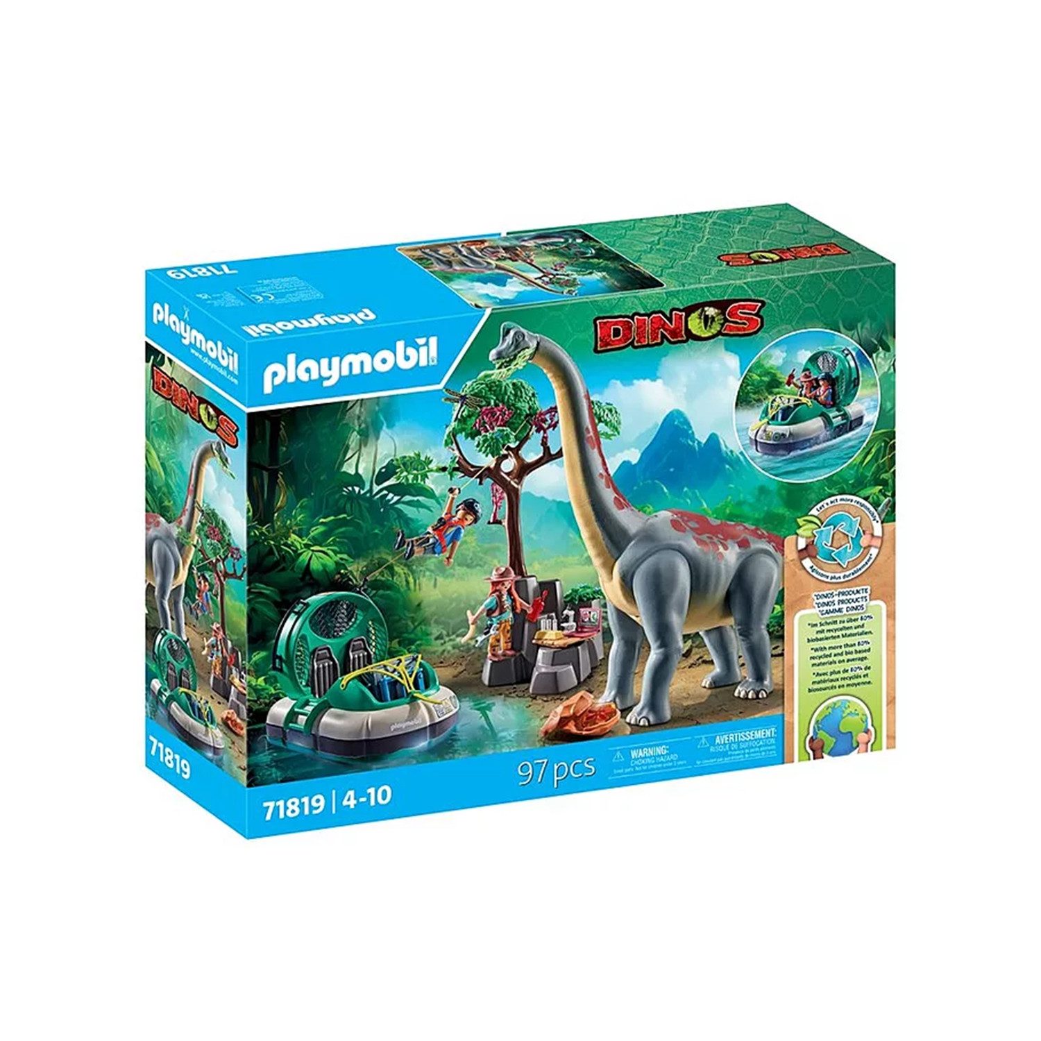 Playmobil® 71819 Dinos Brachiosaurus-Begegnung mit Luftkissenboot Konstruktions-Spielset