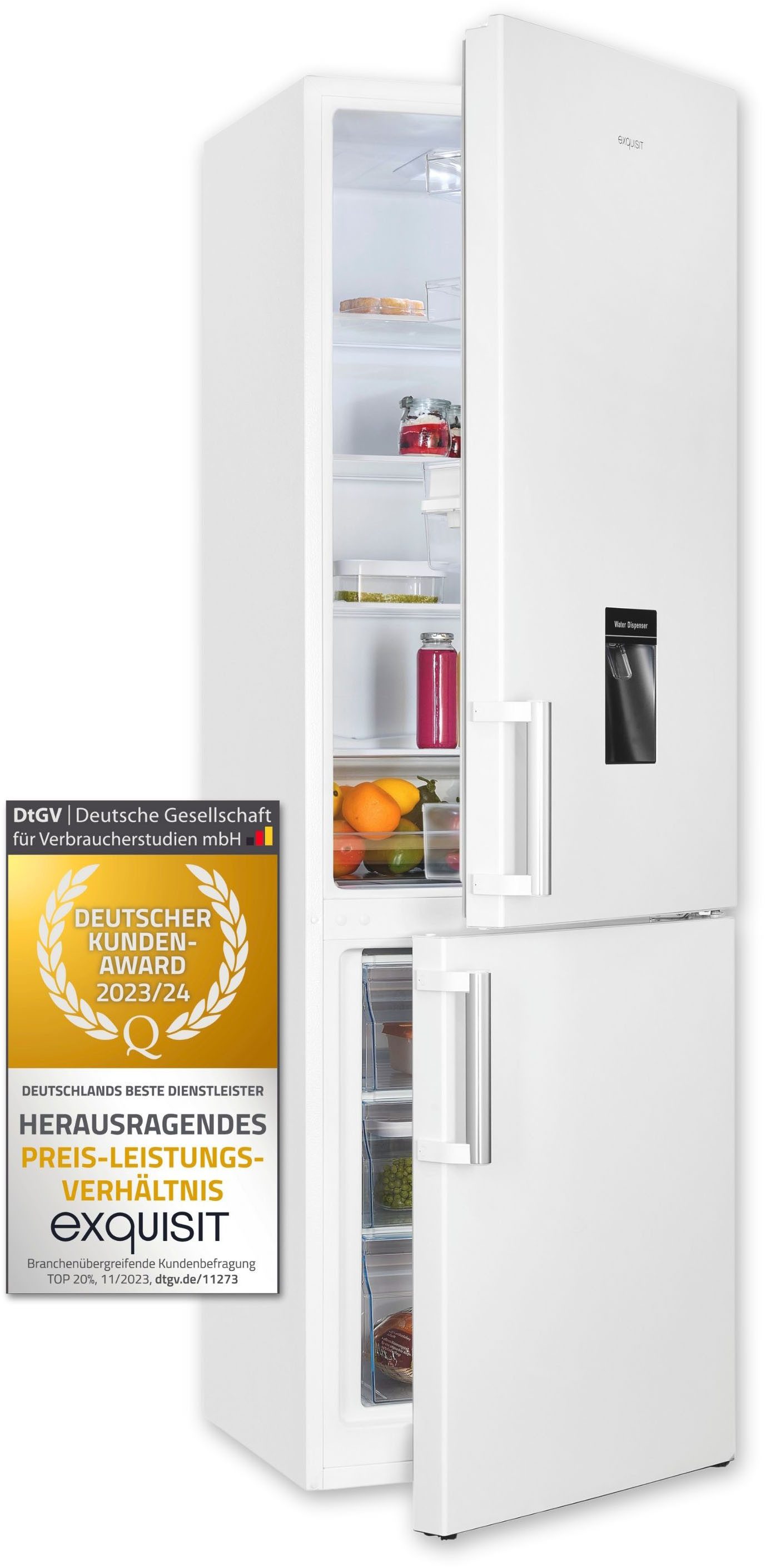 Kühl Gefrierkombination Mit Eiswürfelspender 70 Cm Breit exquisit Kühl-/Gefrierkombination KGC265-70-H-WS-010E weiss, 180 cm