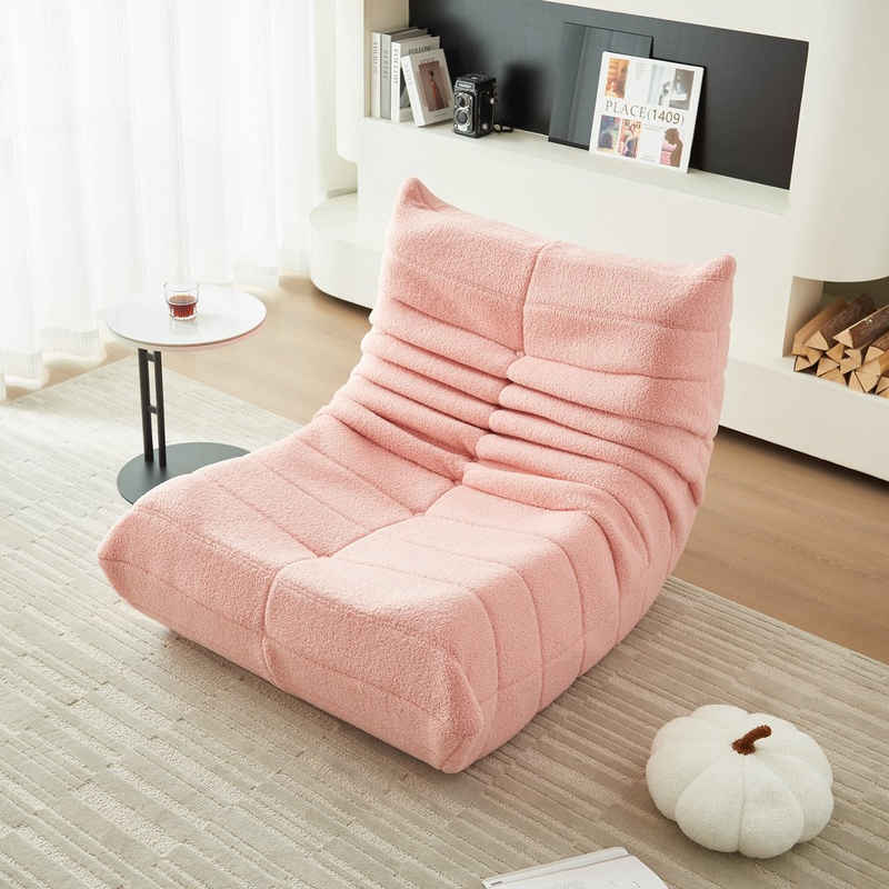 OKWISH Sitzsack Sofa Einzelsofa,Wohnzimmer Sofa (Teddyfleece+Schaumstoff mit hoher Dichte, 36.00x40.00x28.30"(LxWxH), Interne rahmenlose Struktur, Produkt als komprimierte Verpackung)