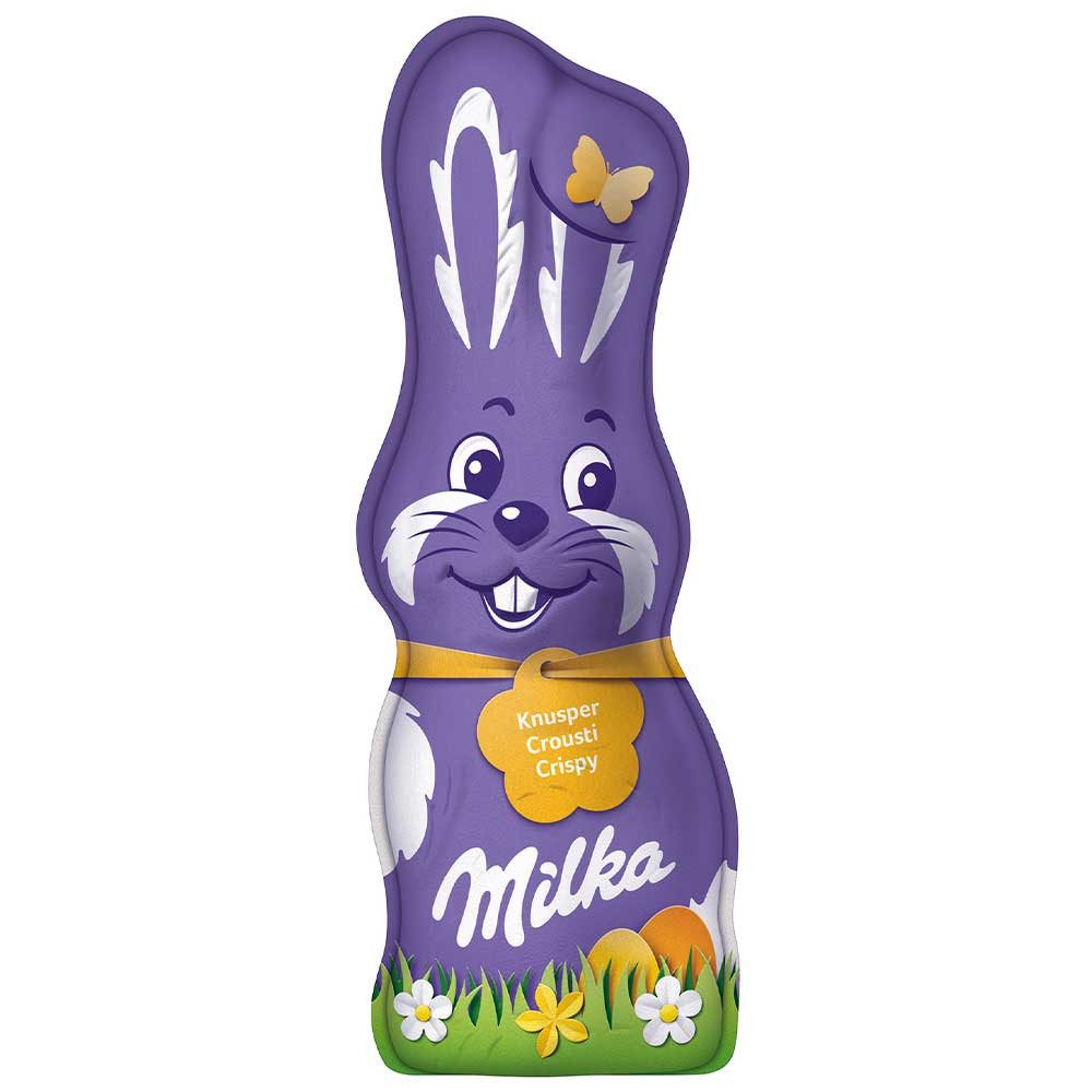 MILKA Schokolade, Milka Schmunzelhase Knusper aus zarter Alpenmilch Schokolade 95g