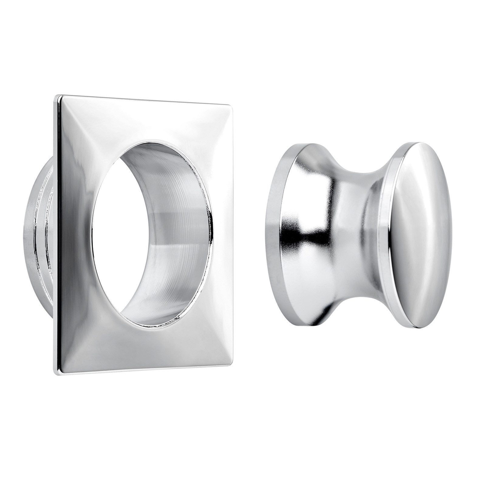 SO-TECH® Möbelbeschlag Aufschraubschloss Möbelschloss Caravan-Schloss Türschloss, Knopfset eckig 19 mm Chrom poliert