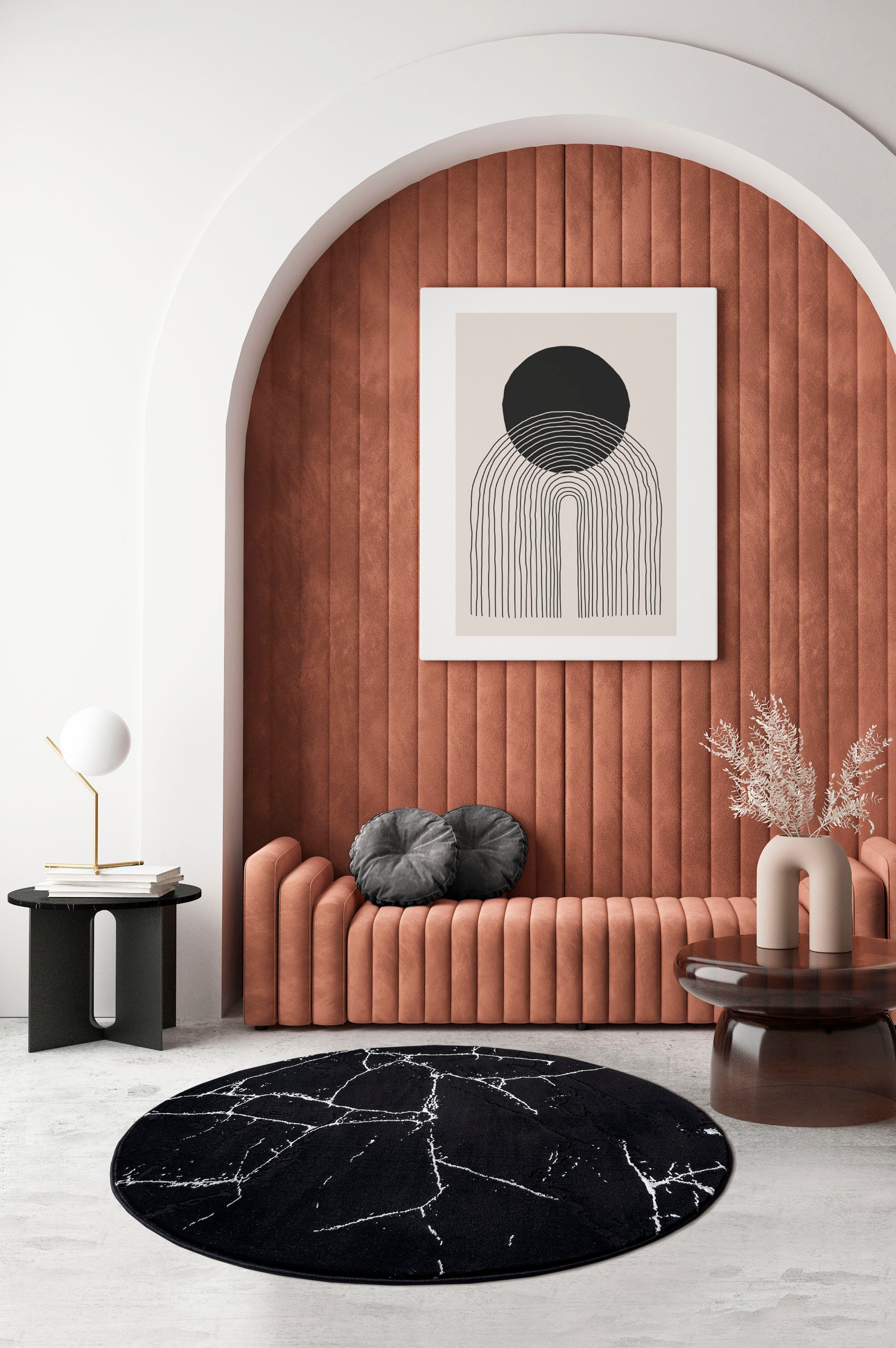 my home Teppich Juliet, rund, Höhe: günstig online kaufen