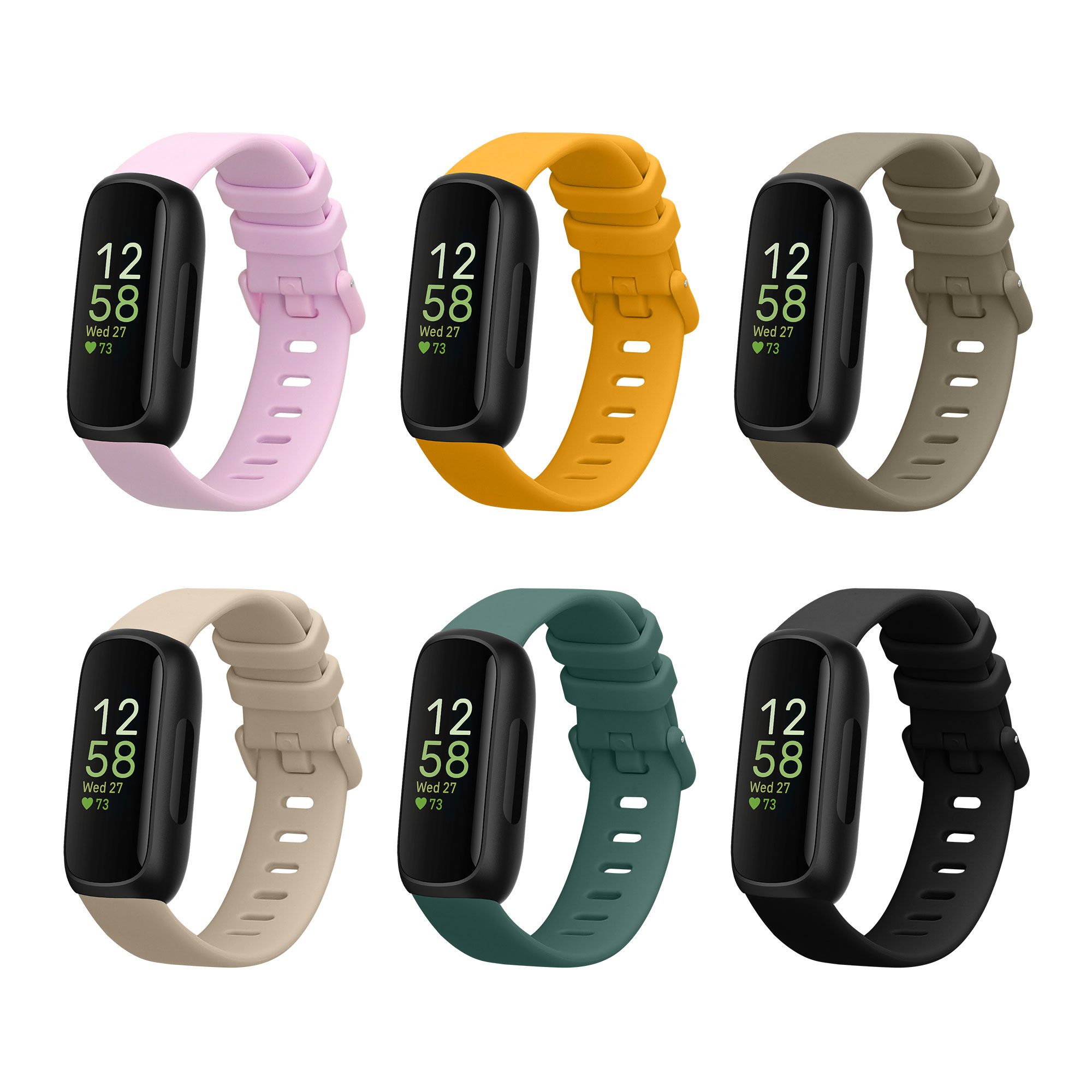 kwmobile Smartwatch-Armband 6x Sportarmband für Fitbit Inspire 3 / Inspire 2 / Ace 3 Armband, Armband TPU Silikon Großes Set Fitnesstracker - verschiedene Farben