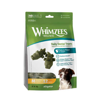 Whimzees Tier-Zahnpflegeset ALLIGATOR - Vegetarischer Zahnpflege-Snack, Größe M für Hunde 12-18 kg, (12-St)
